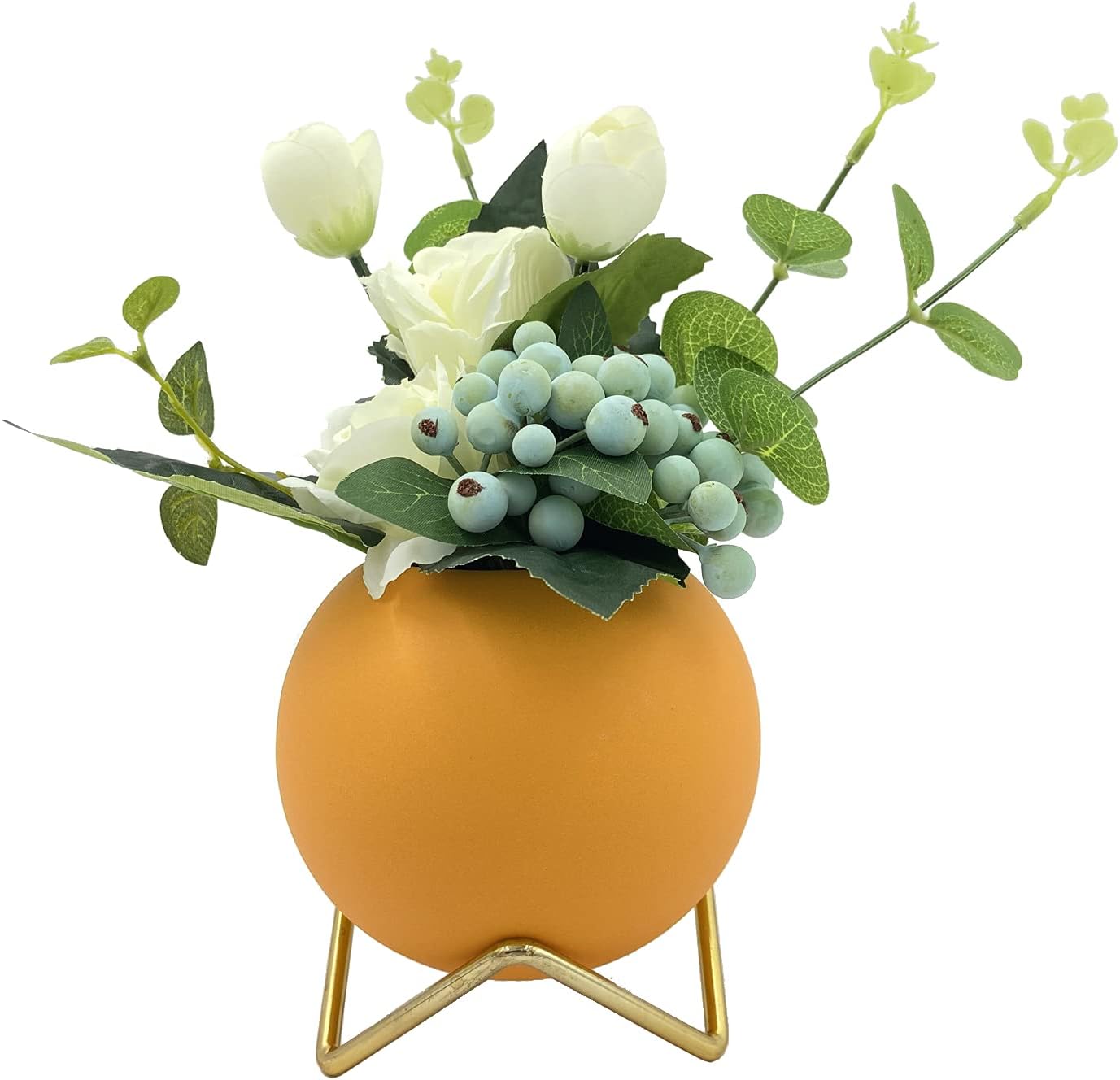 Satefello Fake Flowers with Vase, Artificial Flowers in