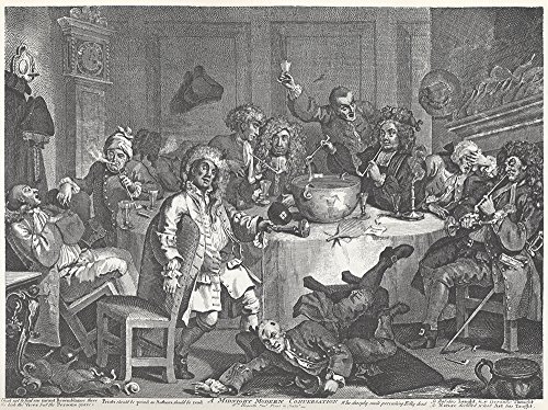 Lámina William Hogarth: A Midnight Modern Conversation, arte satinado sin reflejos