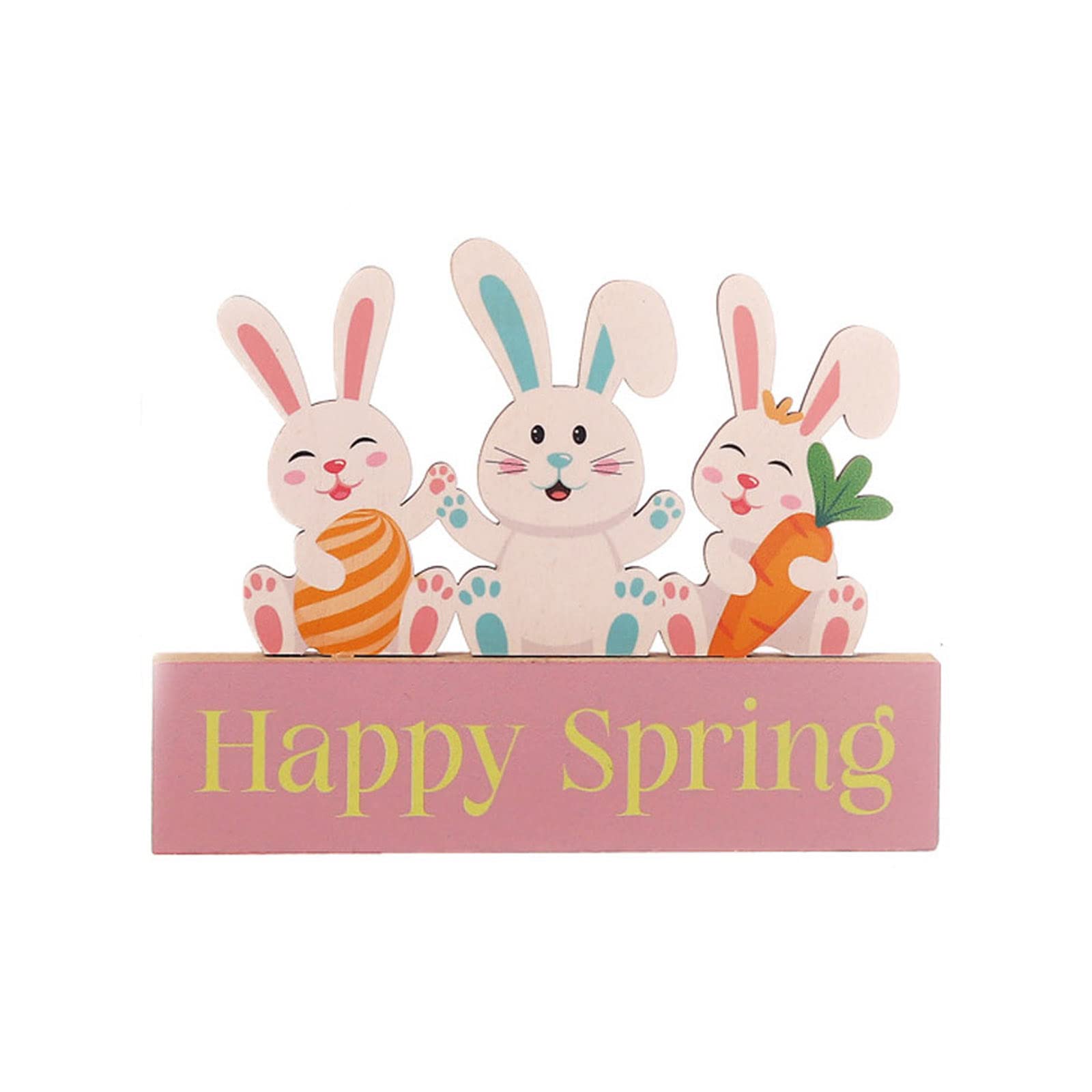 Tsophreniq Wood Ornament Cartoon Egg Colorful Art for Home Bedroom Room Desktop Decoration Easter Ornaments