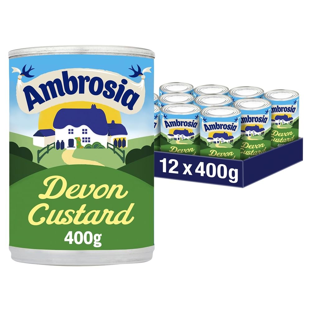 Ambrosia Devon Custard Cans, Creamy Traditional Ready-to-Eat Dessert, 400 g (Pack of 12)