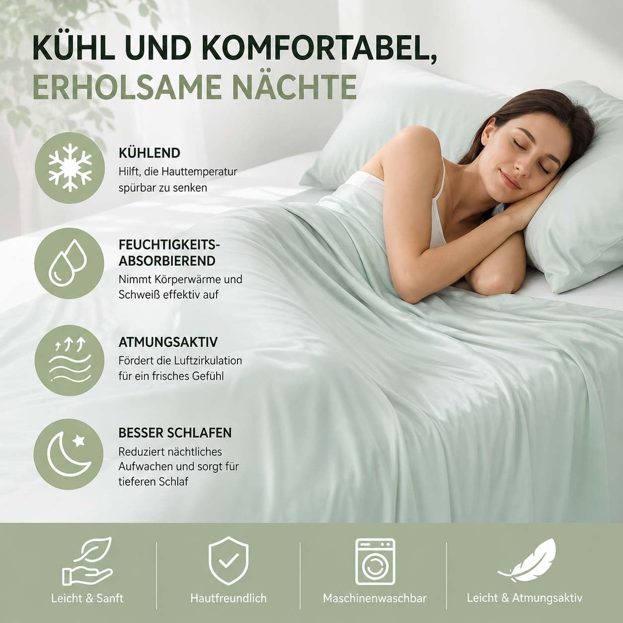 Anfaru Selbstkühlende Bettdecke Kaltseide 150x200 cm Blau Leicht Atmungsaktiv