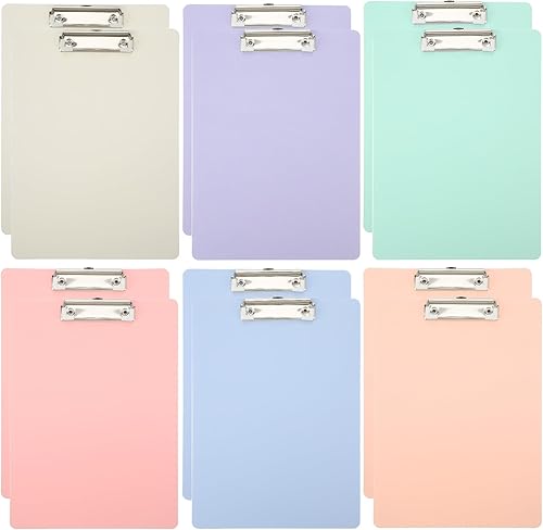 Outus 12 portapapeles de plástico con clip de perfil bajo, tamaño A5, tamaño pequeño de 6 x 9 pulgadas, para estudiantes, niños, mujeres,