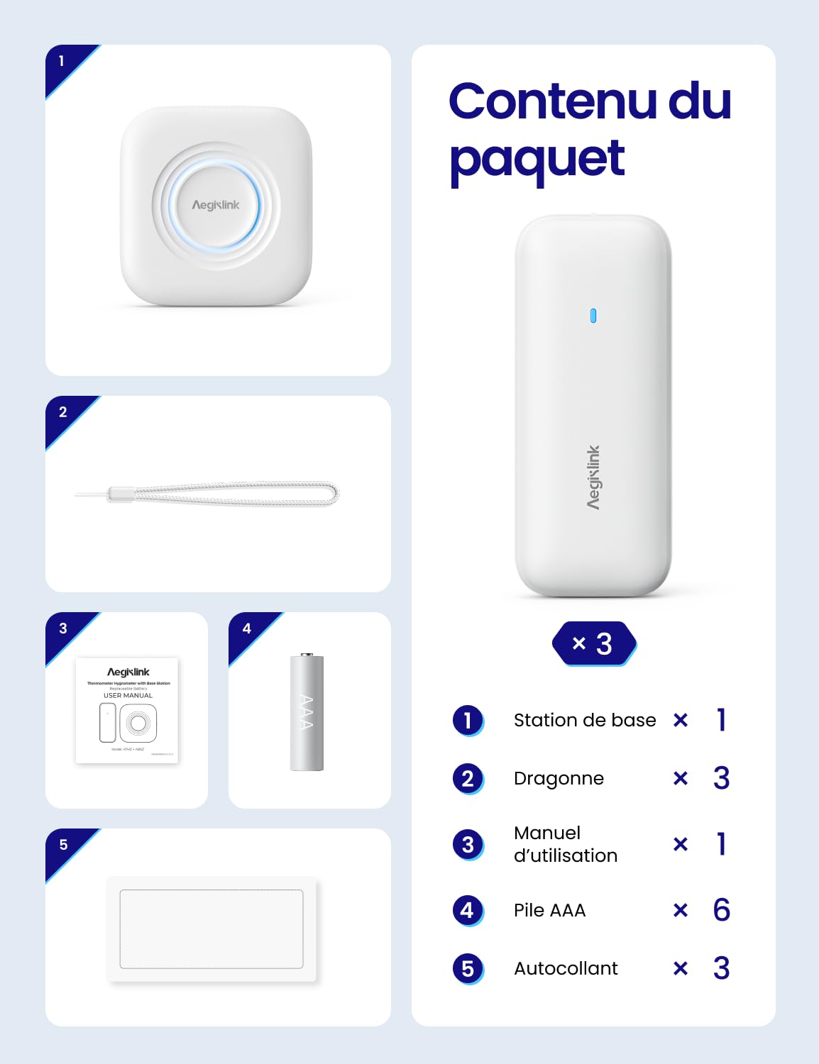 AEGISLINK Hygromètre Thermomètre WiFi, Moniteur de Température Intelligent, Mini Capteur d’Humidité avec Notification, Stockage et Export de Données, Compatible Alexa, ATHZ31 | Compatible Alexa, Notifications, Stockage et Export des Données
