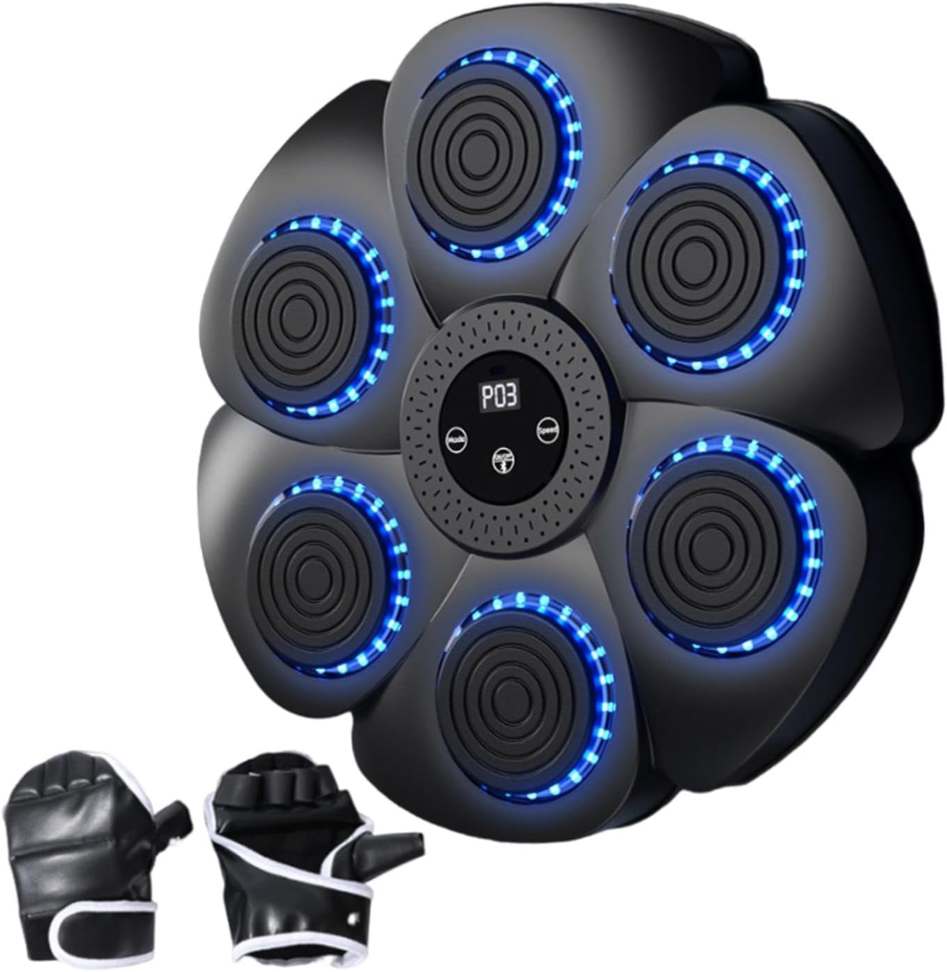 Glaceon Smart Music Boxing Machine Wall Mounted Bluetooth Boxing Equipment Punching Pads with LED Light & Speaker for Adults & Kids Home Training Exercises (BLACK-01)-image-17
