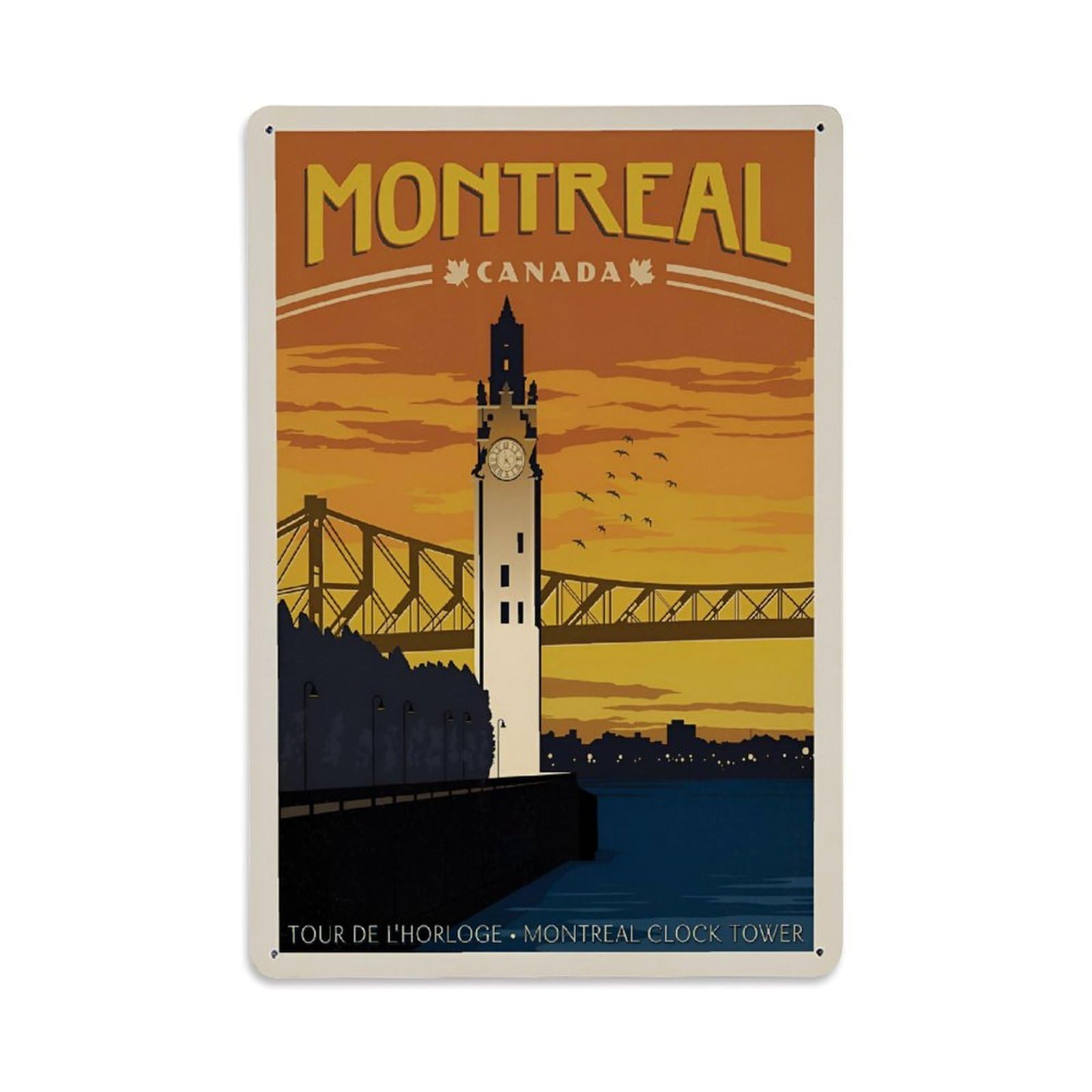 Vintage Trave Poster Canada Montreal Metal Tin Sign Wall Decor for Cafe, Club, Garden Metal Poster 8x12Inch