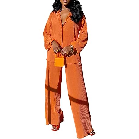 Kaimimei Women's 2-Piece Orange Pants Suit: Casual Refinement