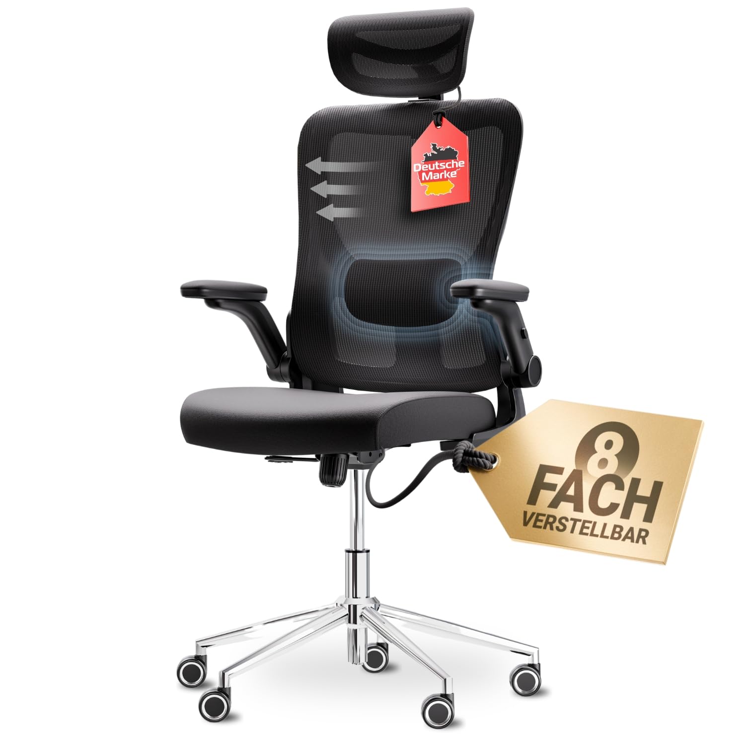 Bravo Bürostuhl ergonomisch [ORIGINAL] Schreibtischstuhl ergonomisch mit 8 Komfort-Einstellungen | Gaming Stuhl & Drehstuhl für Zuhause & Bürobedarf | Bürosessel und Chefsessel bis 150kg