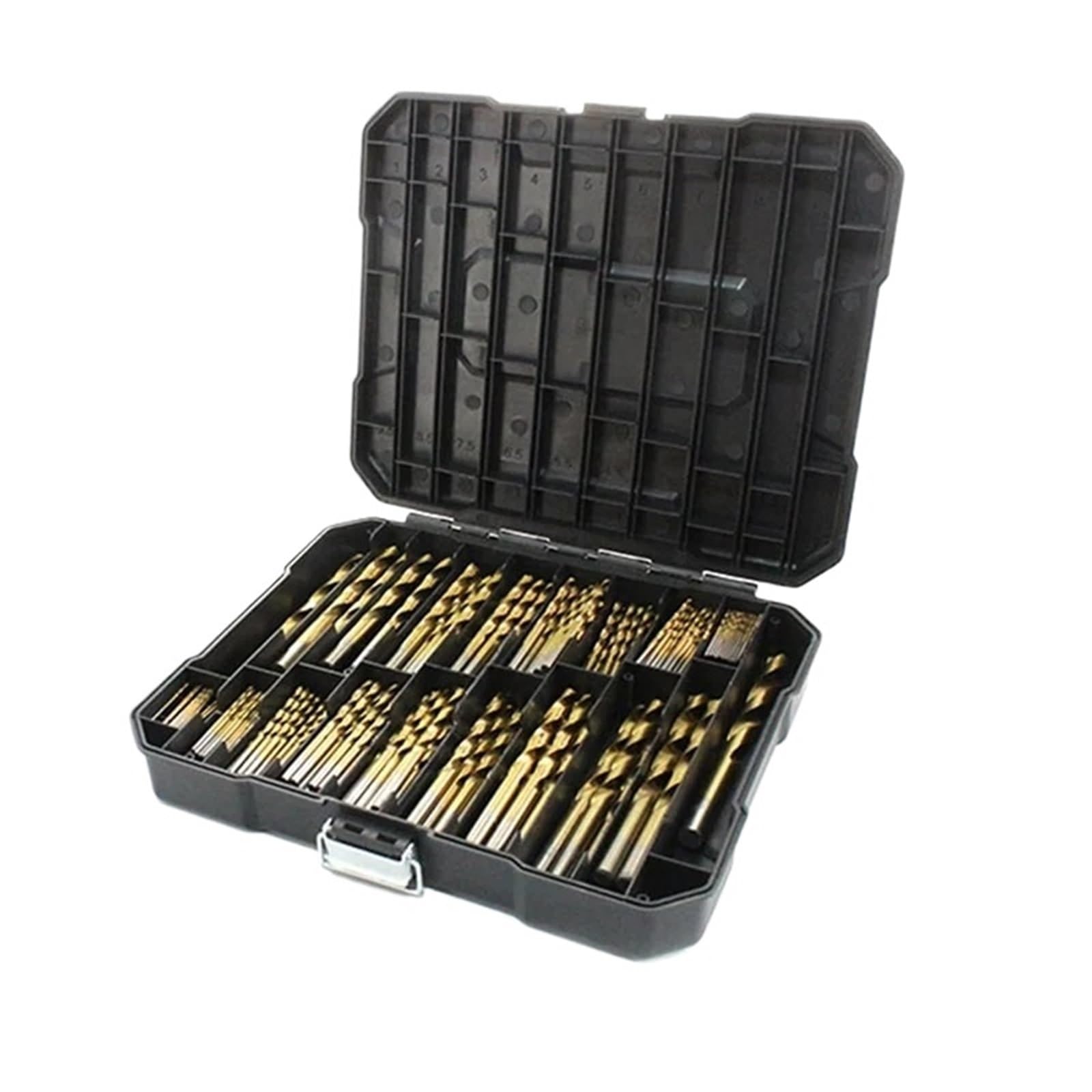 Set di punte per trapano a rotazione Set di 230 punte elicoidali rivestite in titanio con custodia, punta da 135 gradi, metriche 1,0 a 10 mm for fori in plastica for lavorazione del legno