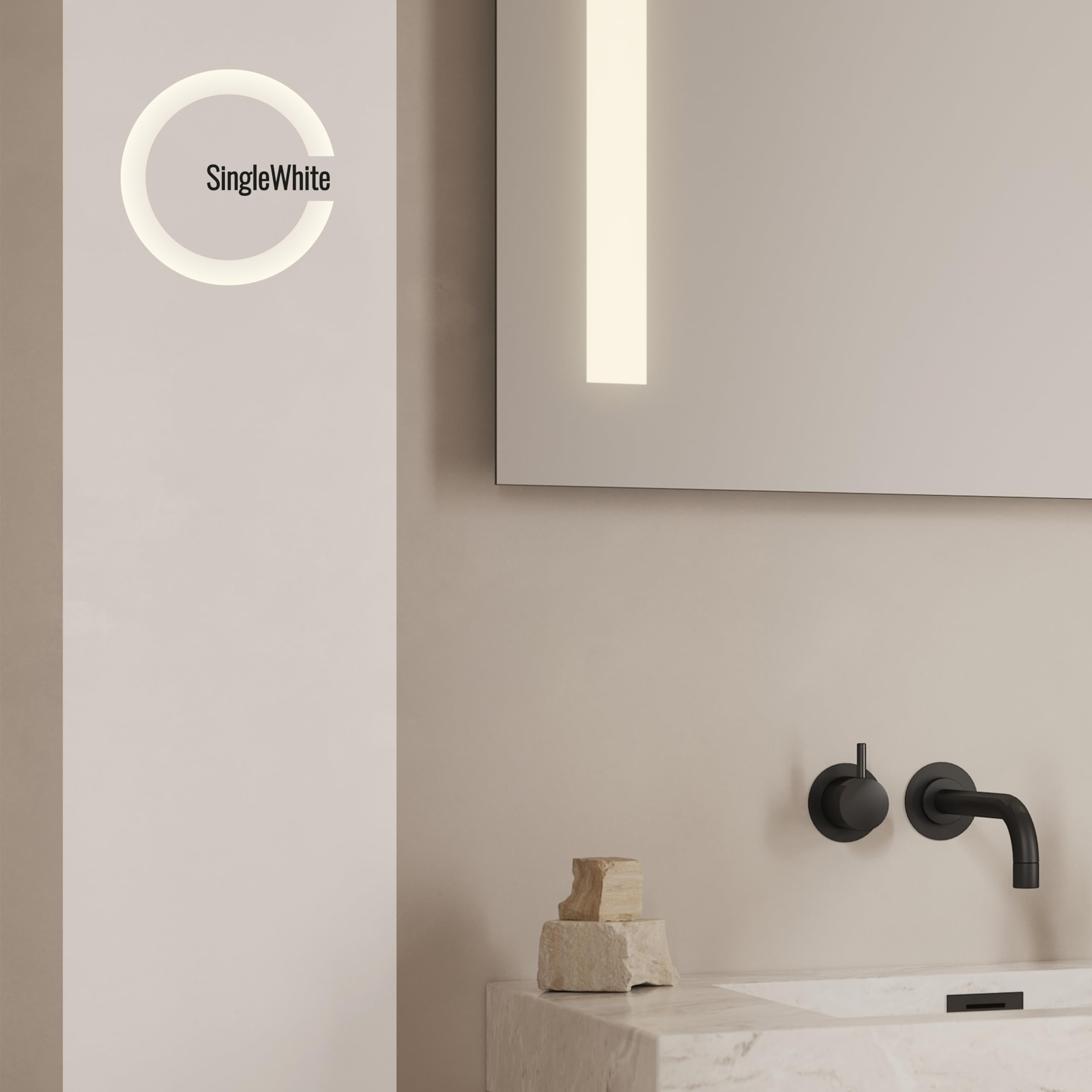 Loevschall Godhavn kwadratowe lustro łazienkowe z oświetleniem LED, z przełącznikiem dotykowym, 120 x 65 cm, regulowane lustro łazienkowe z oświetleniem LED