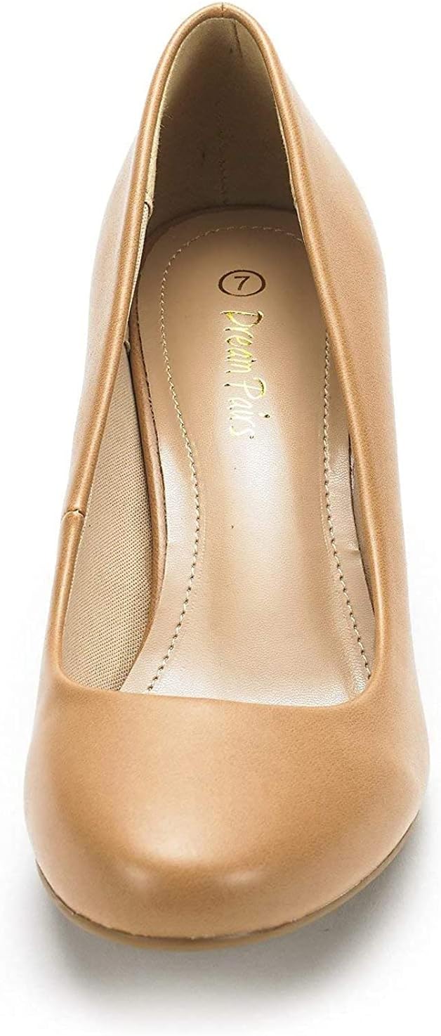 DREAM PAIRS Women's Luvly Bridal Wedding Party Low Heel Pump Shoes 5 Luvly-taupe-pu
