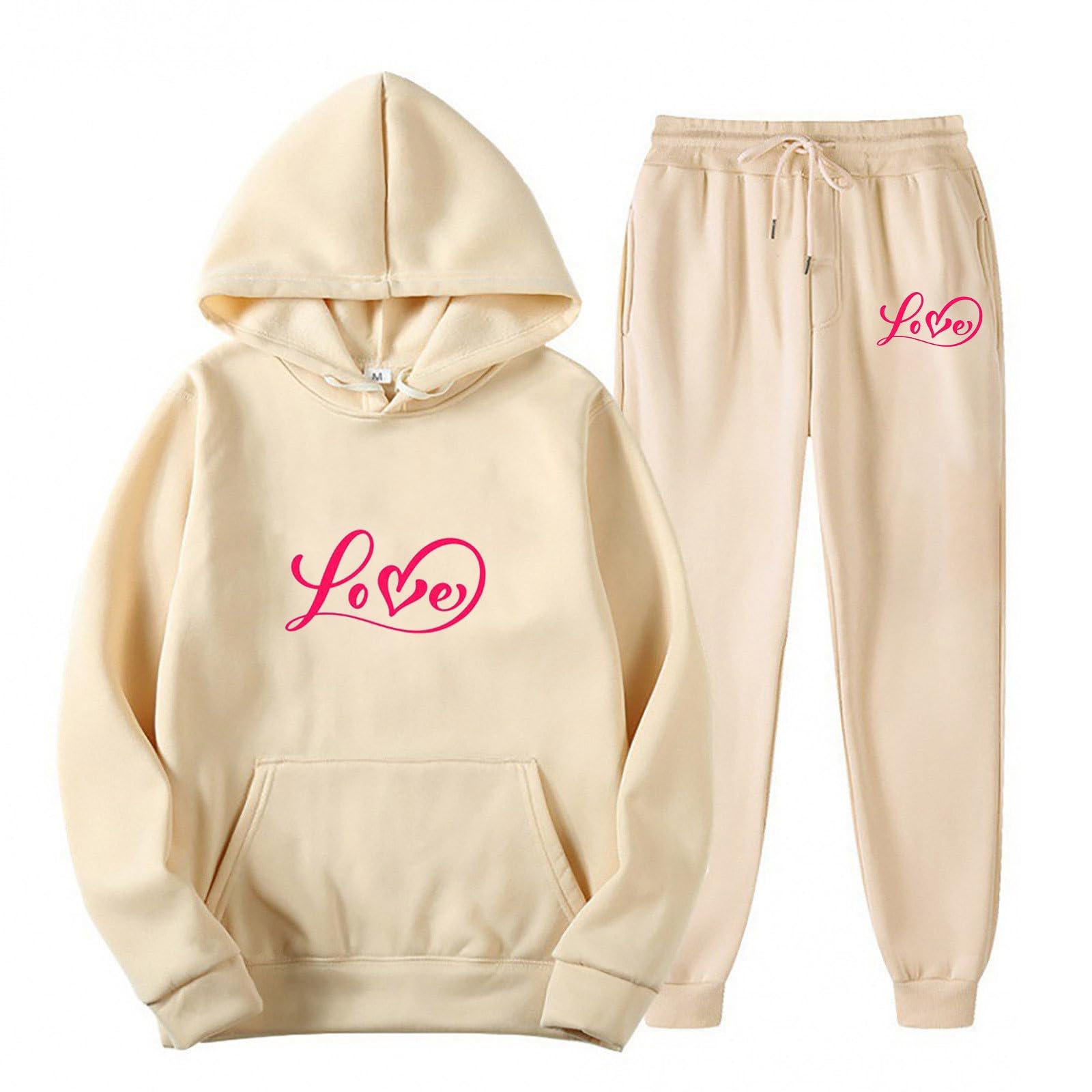 Abito da Donna con Pantaloni Lunghi in Maglia a Maniche Lunghe Casual con Cappuccio e Maniche Lunghe