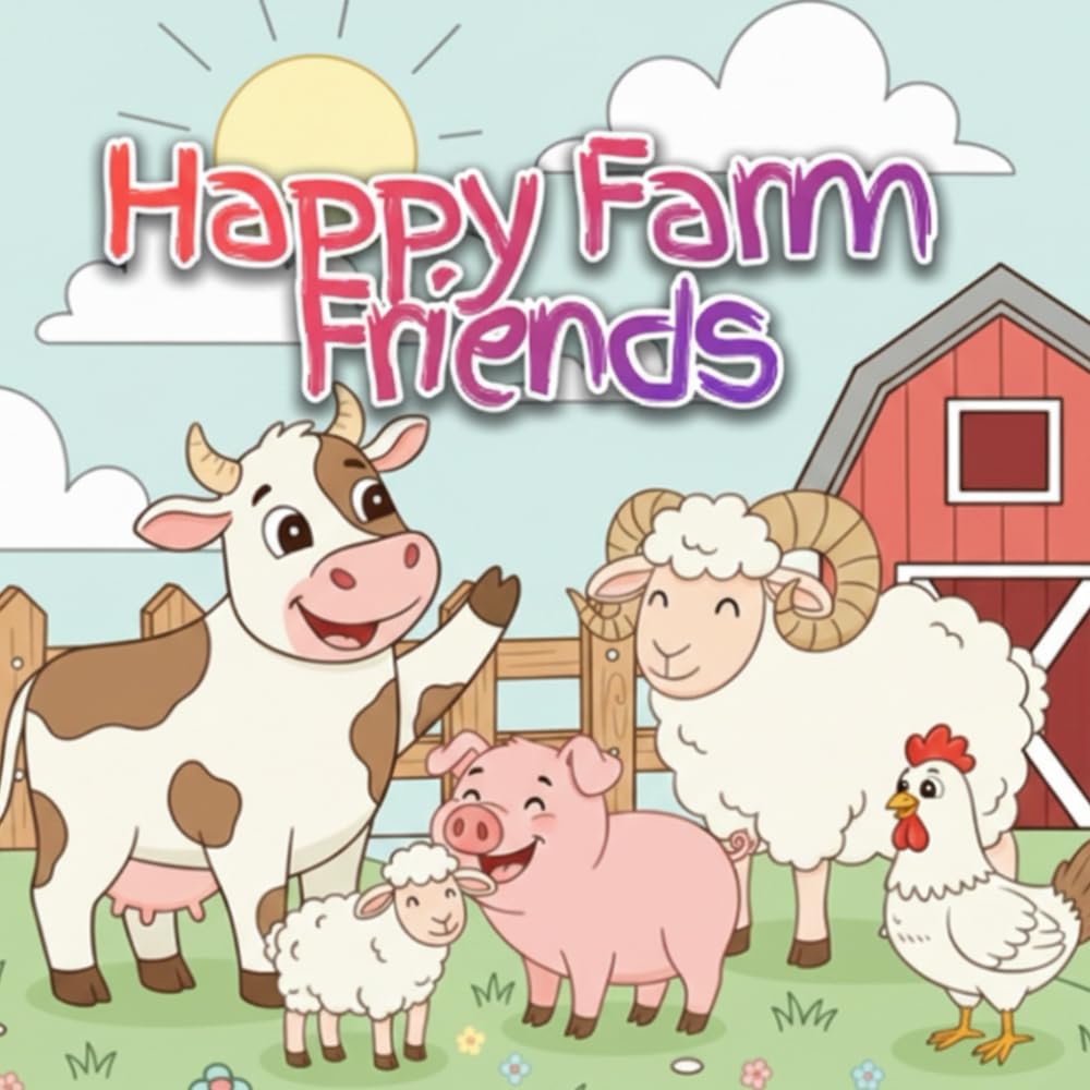Happy Farm Friends Coloring Book: Cute and Simple Farm Animal Adventures for Kids Ages 3–6