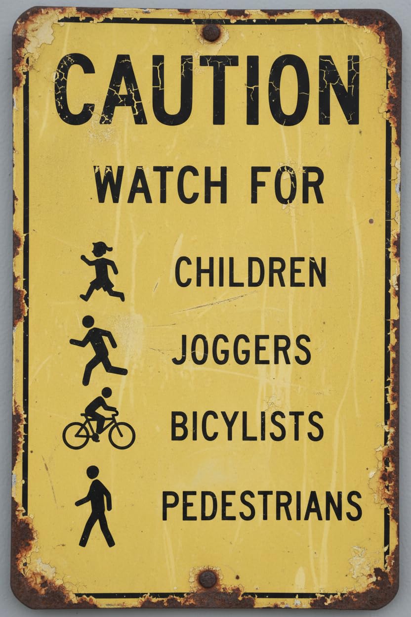 Wall Decor Caution Watch For Children Joggers Bicyclists Pedestrians Warning Notice Aluminium Metal 8x12Inch Sign Plate Vintage Signs Aluminum Plates Printed