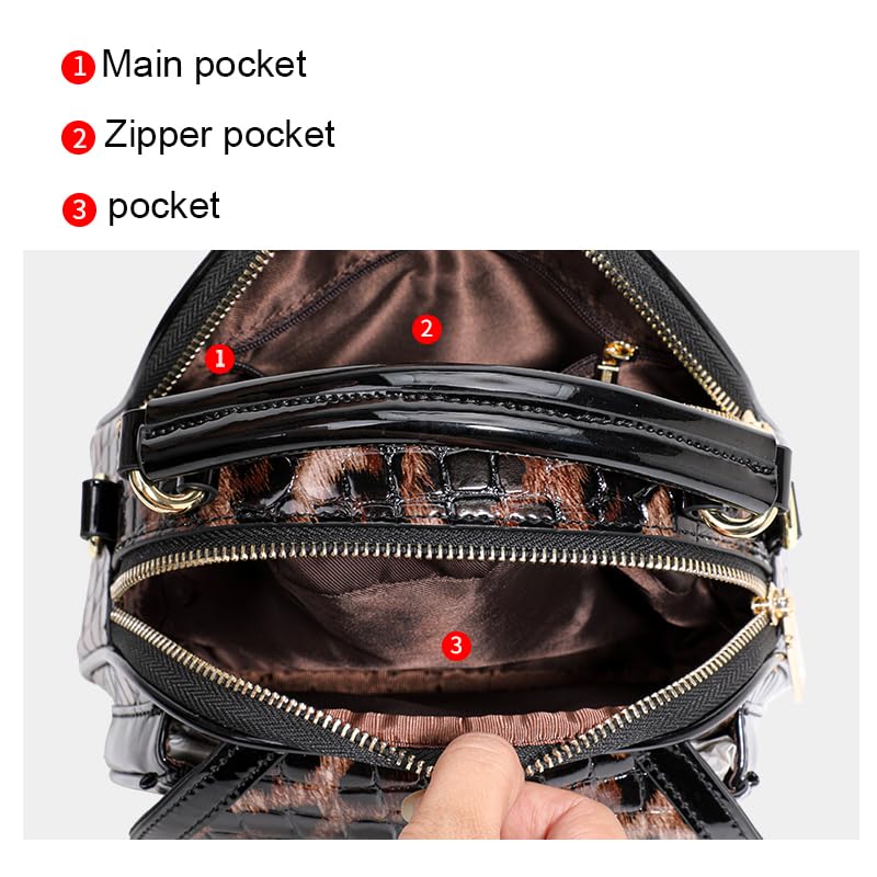 Genuine leather leopard-print embossed glossy women's handbag with detachable adjustable shoulder strap, cross-body bag, and coin purse3