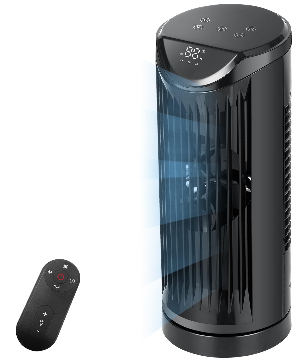Photo 1 of MISSING REMOTE , NO POWER CORD*******Personal Tower Fan for Bedroom with Remote, Portable Desk Table Fan?4 Speeds Cooling Standing Fan with 12H Timer, 60° & 110° Oscillating Floor Tower Fans That Blows Cold Air for Bedroom Office,Black