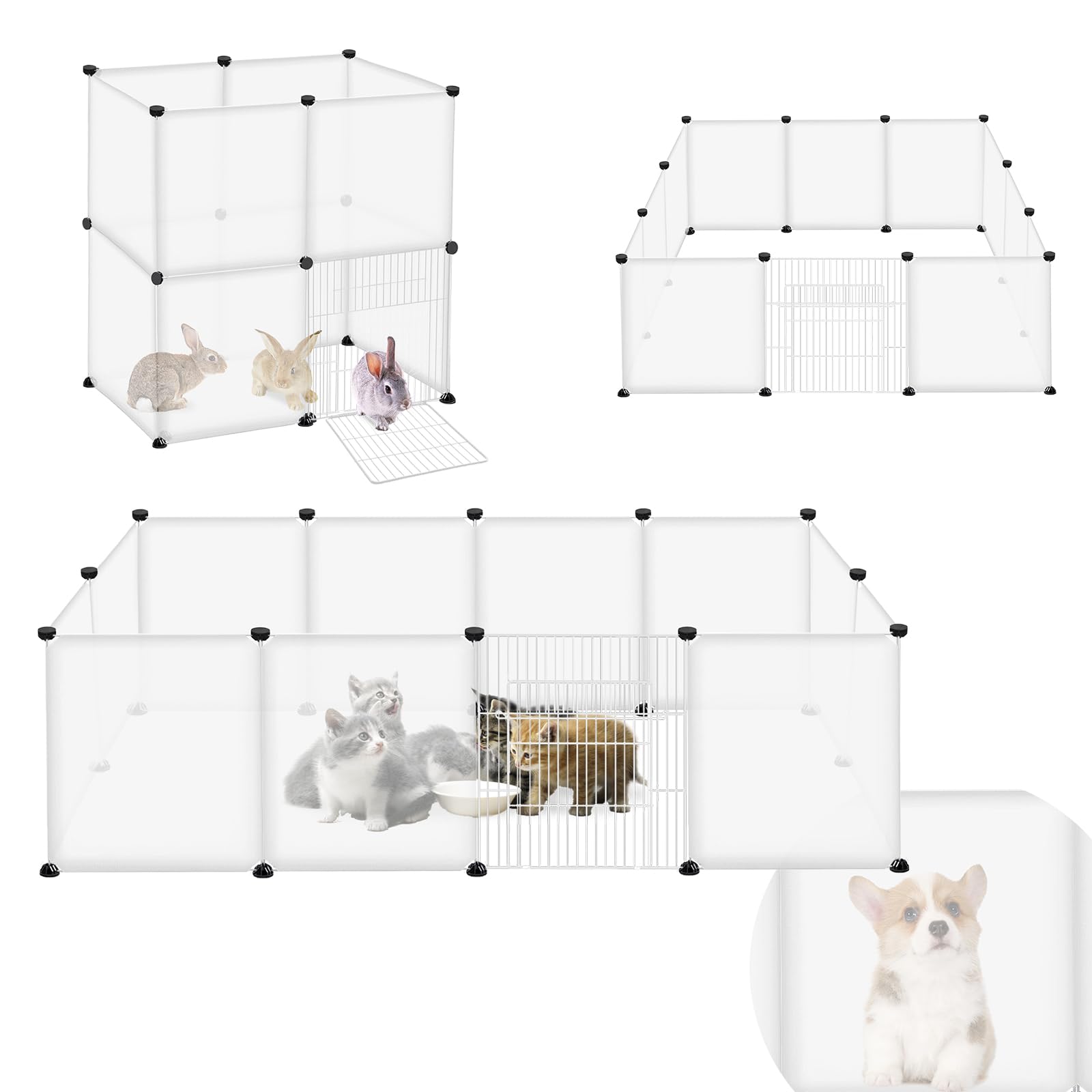Recinzione per conigli in plastica 145x75x48 cm con porta