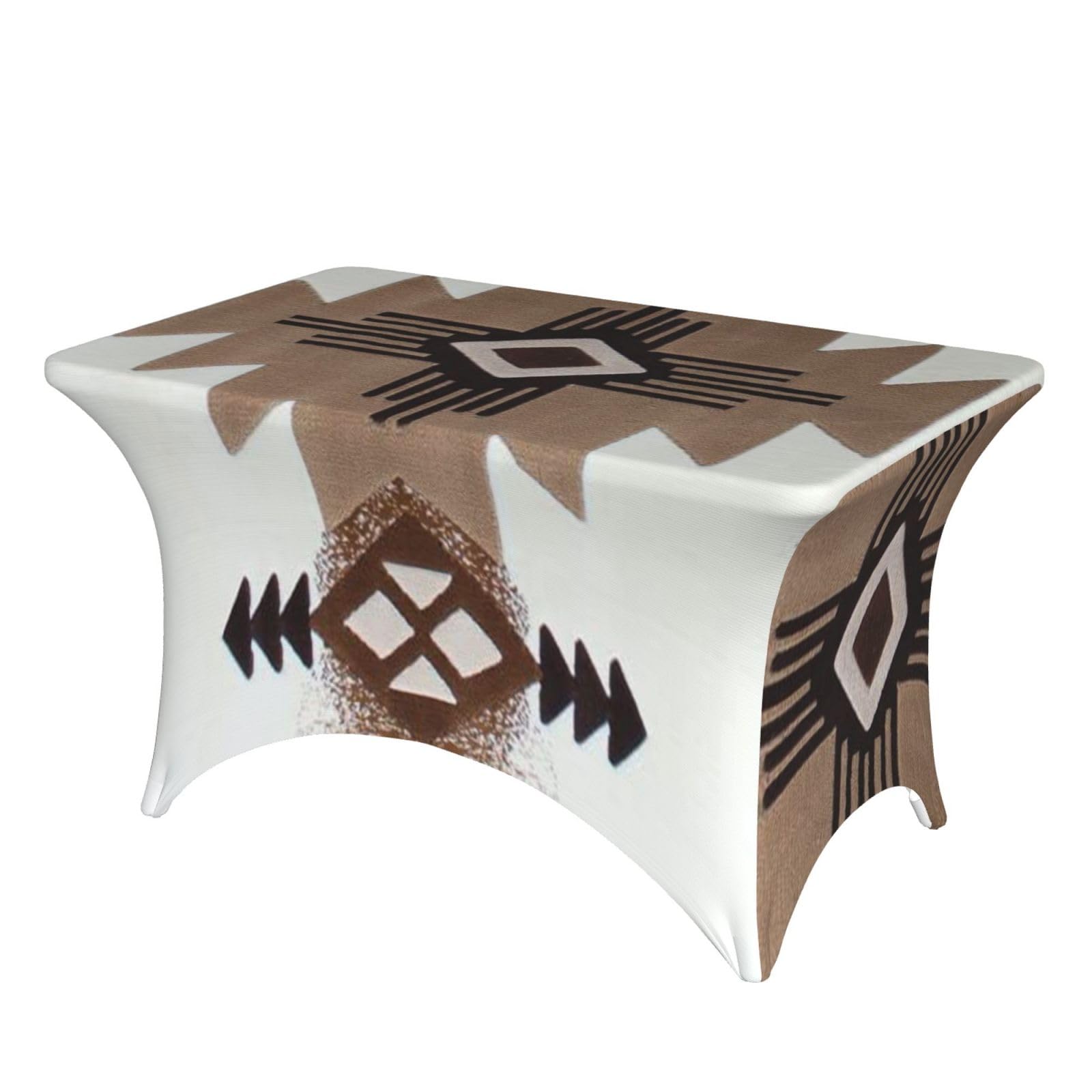 Dcehgew Native American 4Ft Spandex Rectangular Table Cloth, Printed Fitted Elastic Tablecloths Washable Table Cover For Event, Wedding, Banquet & Party