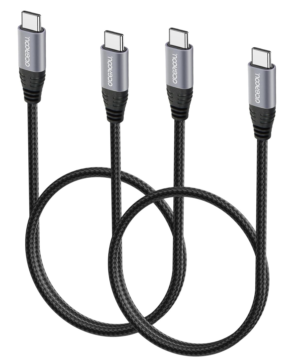 aceyoon USB C ケーブル 短い 50cm 2本 Type-C CtoC 最大100W PD 急速充電対応 480Mbps データ同期 ナイロン編組 高耐久 オス-オス 充電ケーブル 持ち運び便利 for iPhone16 / Galaxy/USB-C対応 スマホ・タブレット・ノートPC用