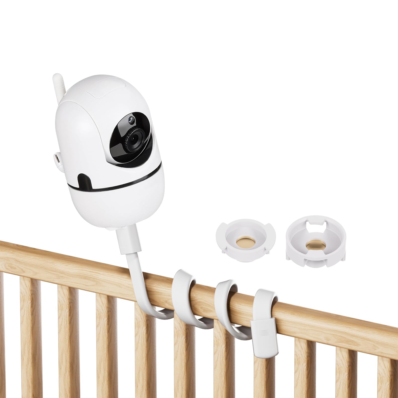 Flexible Baby Monitor Mount for HelloBaby HB65/HB6550/HB6558 & ANMEATE SM935E No Tool Nursery Camera Holder for Crib, Shelf Adjustable Clamp Stand for Baby Monitor, No Drilling or Wall Damage
