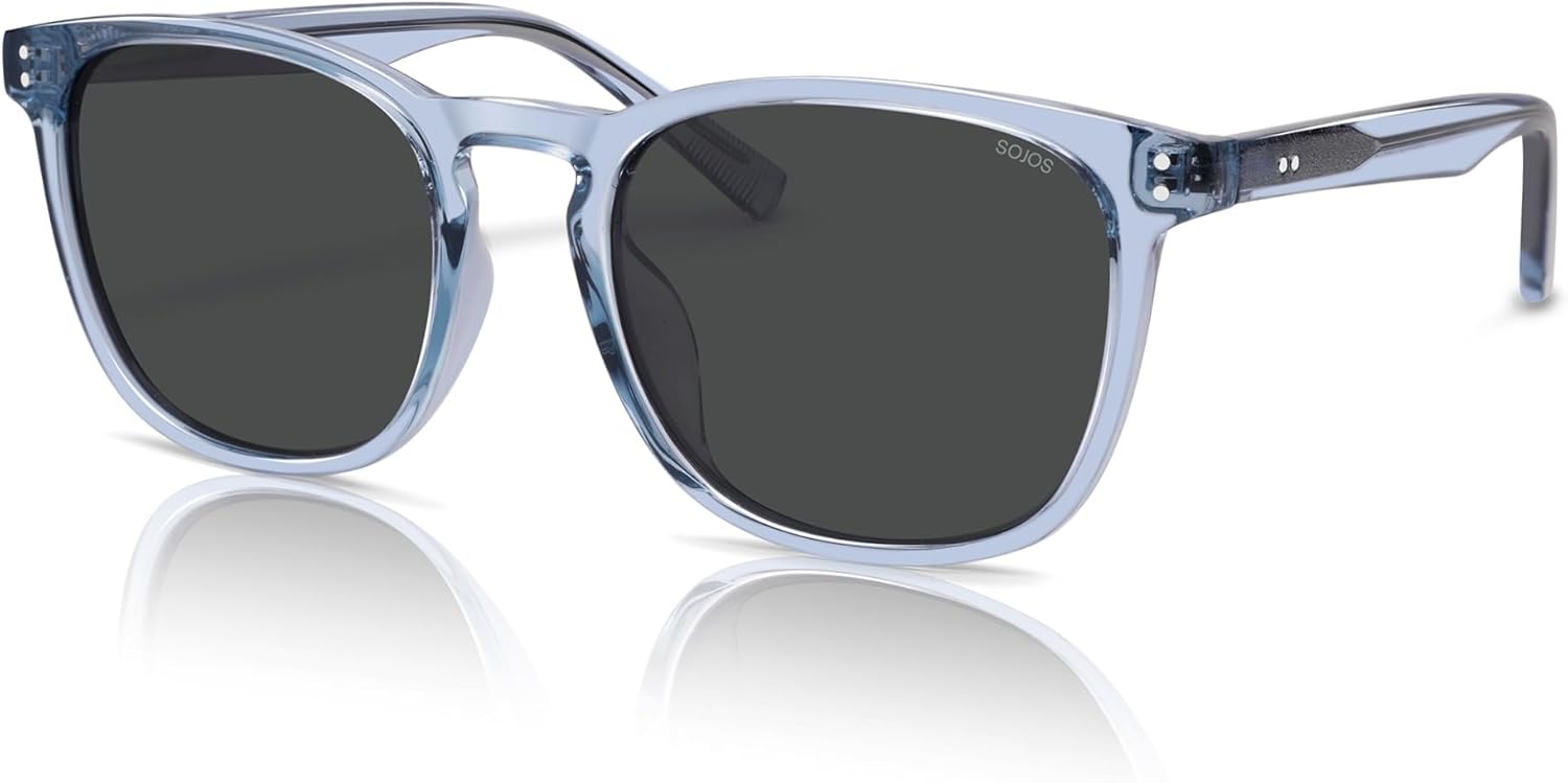 SOJOS Unisex Rounded Square Polarized Sunglasses TR90 Frame UV400 Protection Lightweight Retro for Women & Men