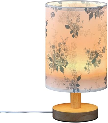 FRODOTGV Lámpara de mesa LED de noche, lámpara de mesa para interiores, diseño de flores verde azulado de moda, lámpara de granja para escritorio de