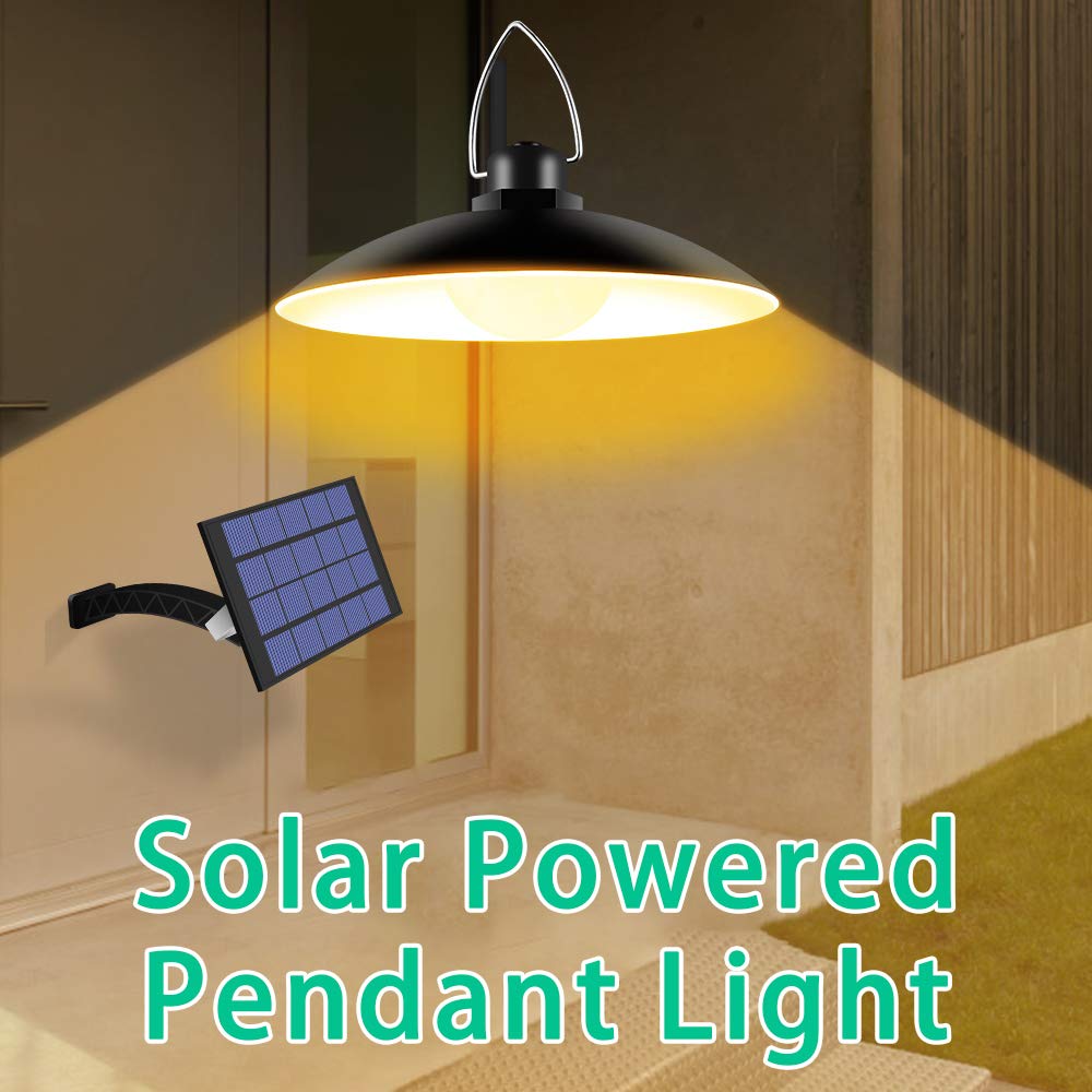 FTVOGUE Lampada a Sospensione Solare Lampada a Sospensione Solare per PC ABS con Pannello Regolabile a 180° Accensione Automatica IP65 da 1 a 4 Teste 3000K 6000K per Tettoia da Giardino, Patio, (3