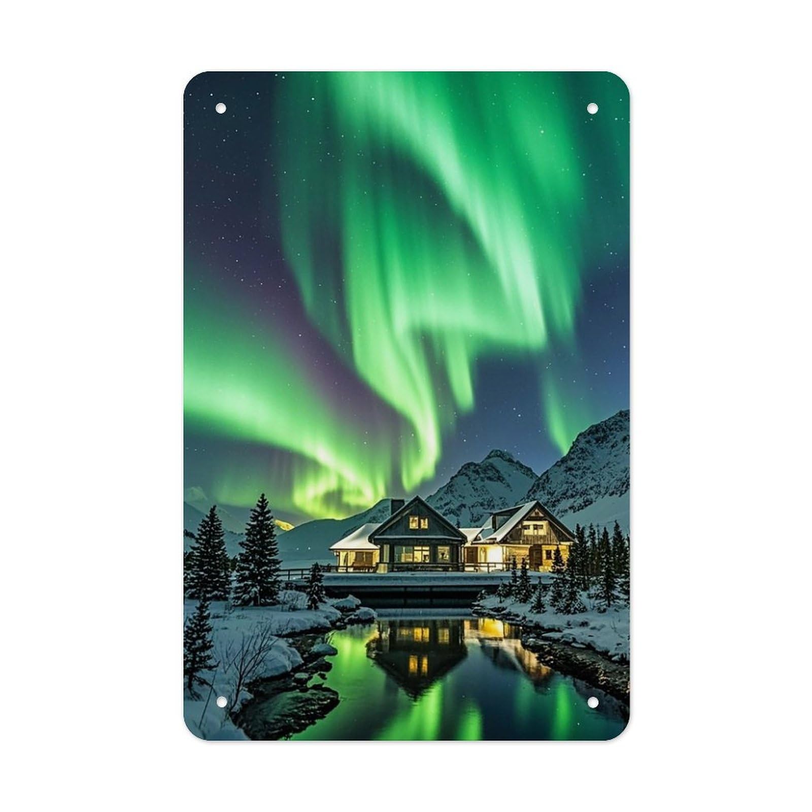 QMNLKH Northern Lights Plaques for Wall Decor, Personalized Metal Tin Sign for Home, Multifunctional Poster for Office, Fashion Painting for Hallway, Wall Art Pictures, 7.9x11.8Inch