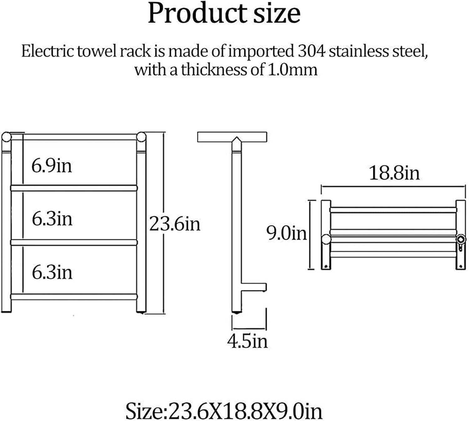 Brushed Gold Electric Heated Towel Drying Rack Household Wall Mounted Towel Warmer with Top Shelf 35W Energy Efficient Electric Heated Towel Rail with On Off Switch