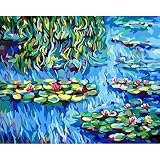 Bricolage coloriage par numéros peintures de Claude Monet types de nénuphars Impression Lotus photos peintures par numéros A5 30x30 cm