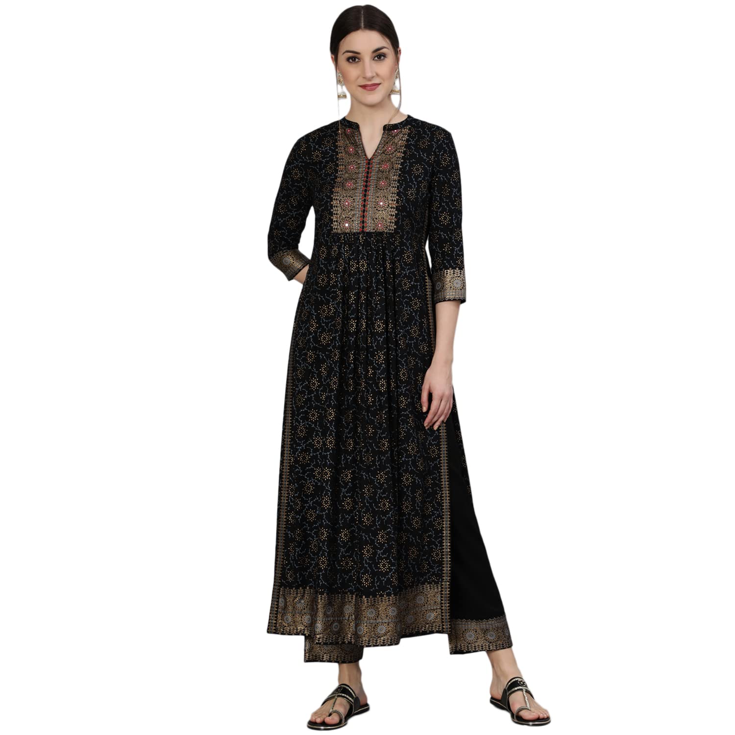 GULMOHAR JAIPURWomen’s Rayon A-Line Kurta Set