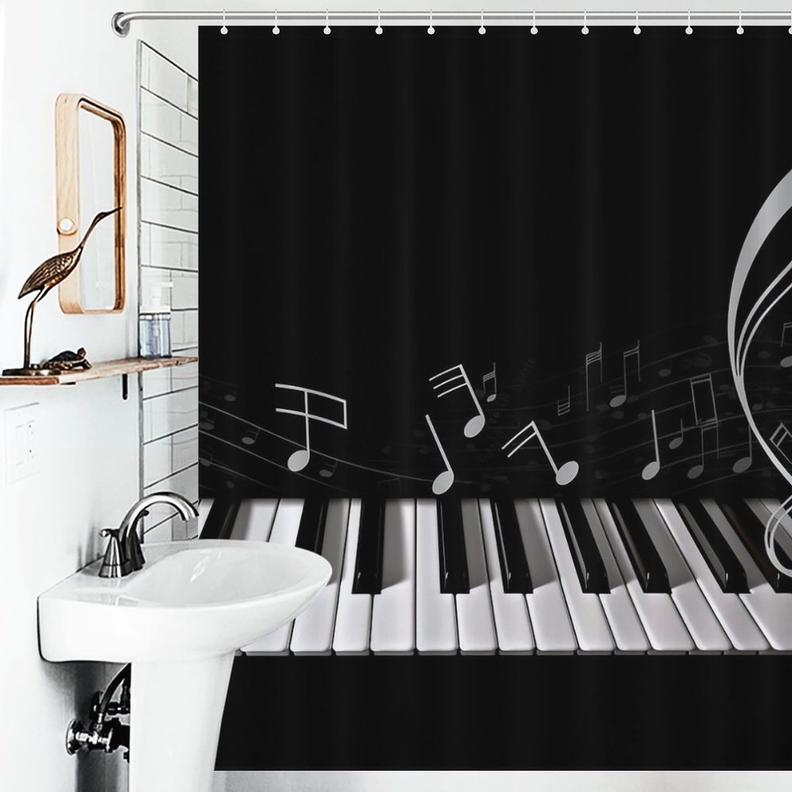 OURTEV Douchegordijnen voor badkamer decoratieve badkamer gordijn zwart