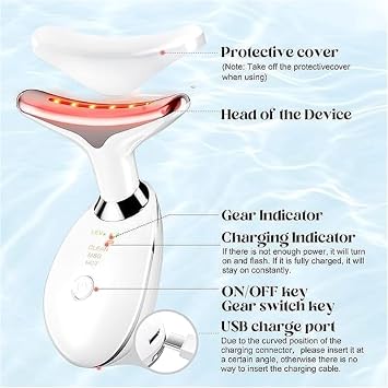 Luna EMS Red Light Therapy Face Neck Lift Wrinkle Remover Tighten Massager (2.0 Upgraded Version, Seven Kinds of Lights, 7 in 1 LED Facial Contouring Device) (White)