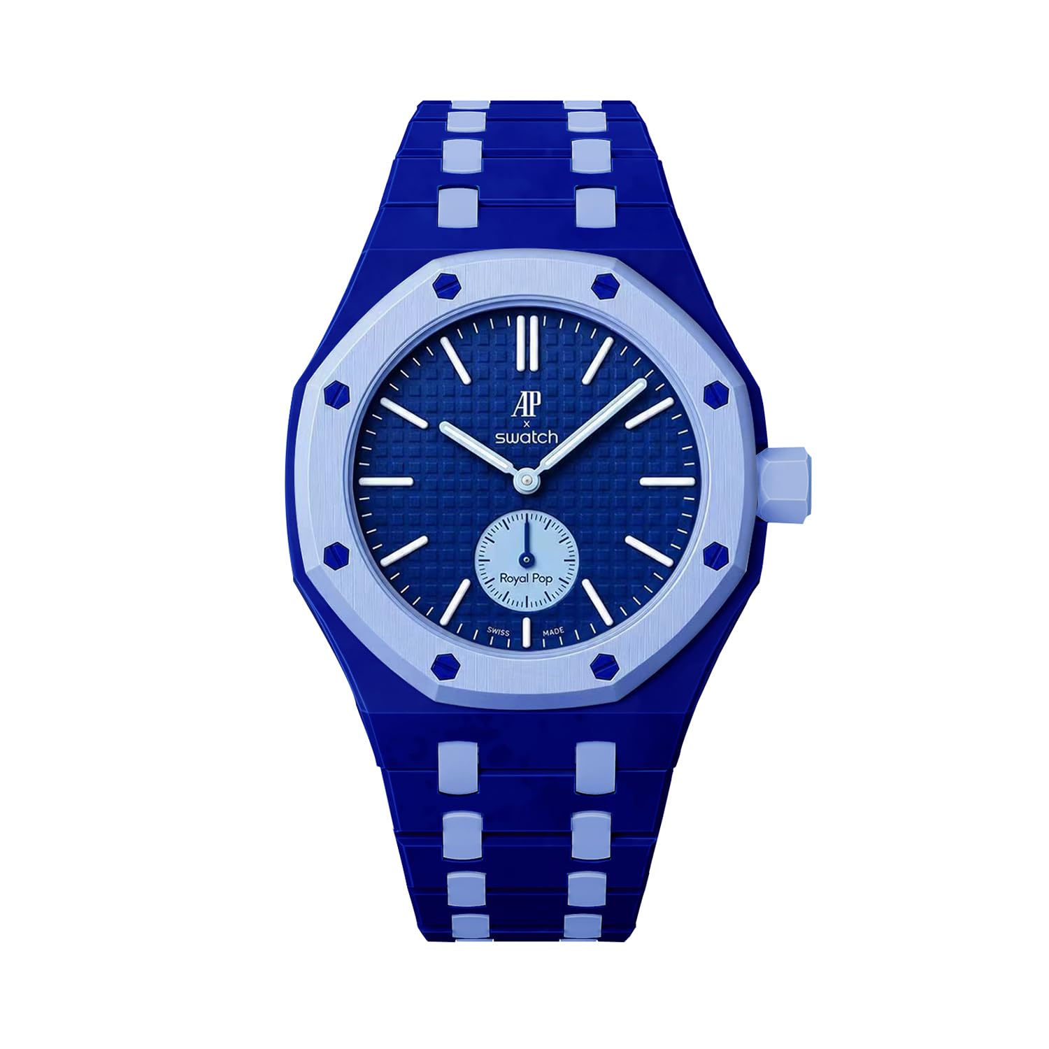 YKNIUFLY Biokeramik-Uhrenarmband und Gehäuse, kompatibel mit Swatch Royal Pop, 3-Uhr-Krone, Ersatz-Mod-Zubehör für Damen und Herren