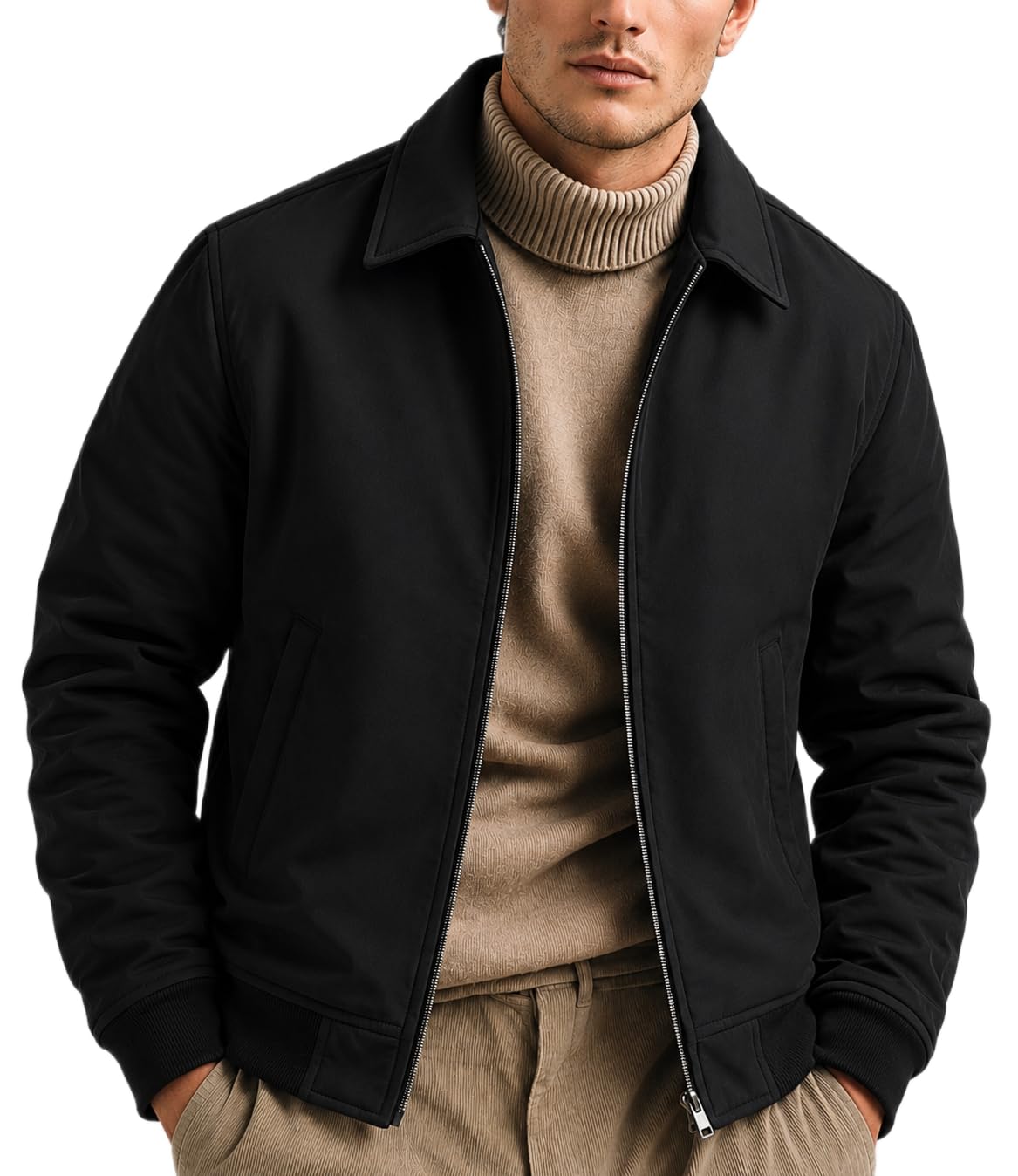 blaq ash Men's PU Leather Bomber Jacket with Removable Hood, Soft Matte Sheen Finish, Casual Biker Winter Jacket, Black, Olive Green-picture-29
