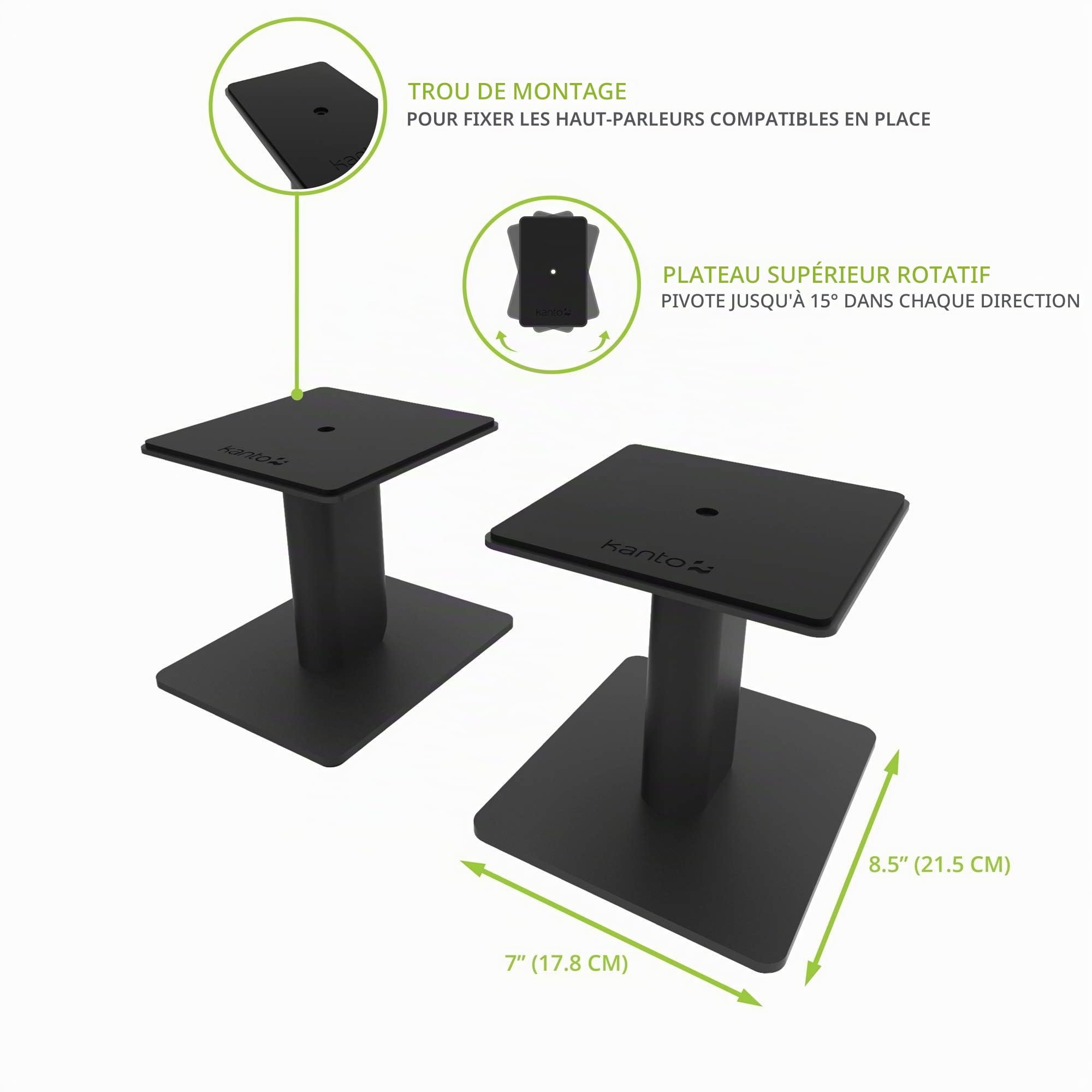 Pieds de Table SP6HD Noir pour Enceintes Kanto YU4 et YU6 Vendus à la Paire