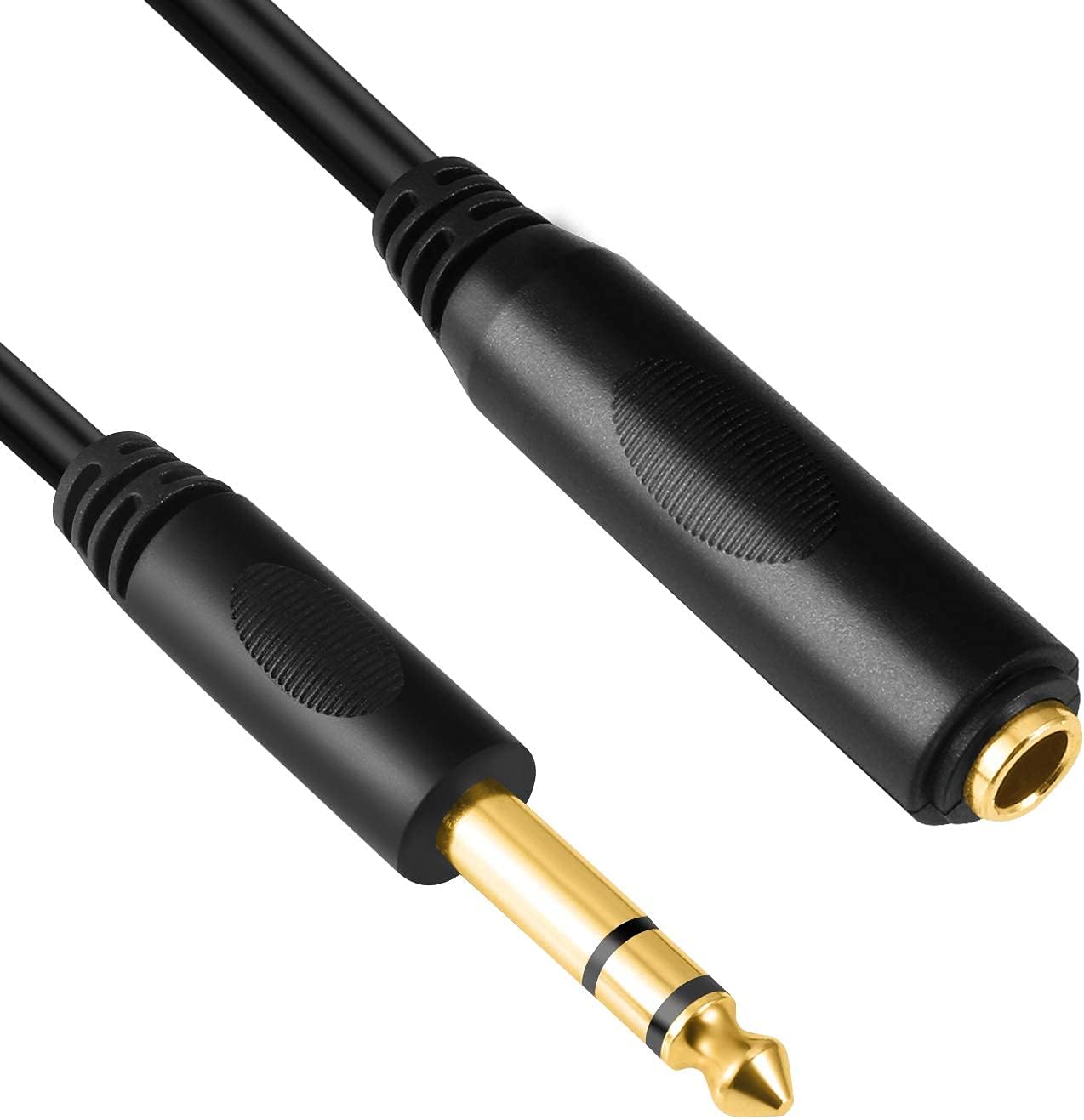 Devinal 6.35mm 1/4" inch Stereo Plug Male to 1/4 Female Stereo Headphone Guitar Extension Cable Cord, Gold Plated Audio Cable Stereo Extender, 6 feet (1.8 M)