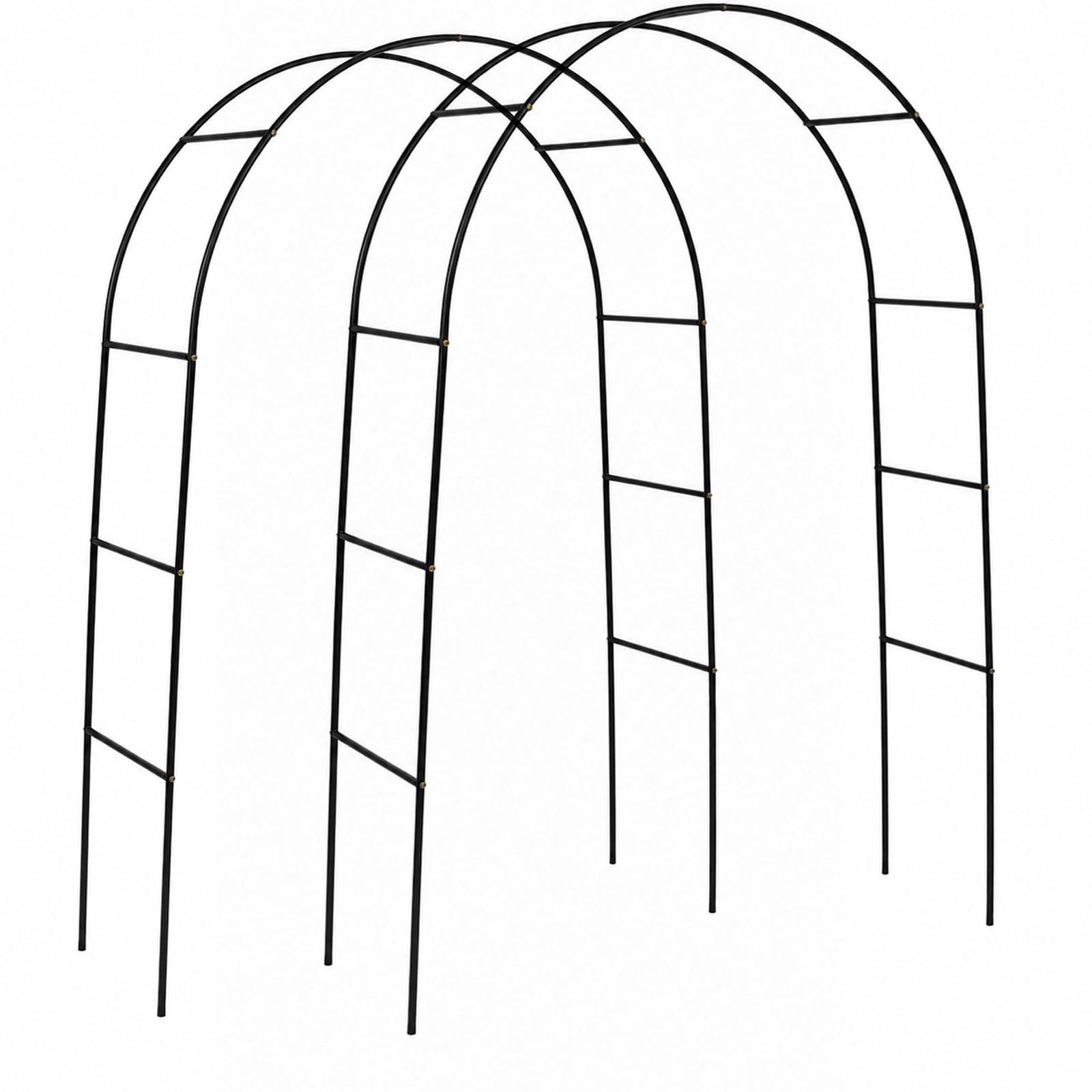 EVERGOODS Metal Garden Arch 2.4m x 1.4m, Black Heavy Duty Garden Arch Frame for Climbing Plants, Roses & Vines, Outdoor Pergola Trellis for Wedding, Patio, Pathway & Lawn Decoration