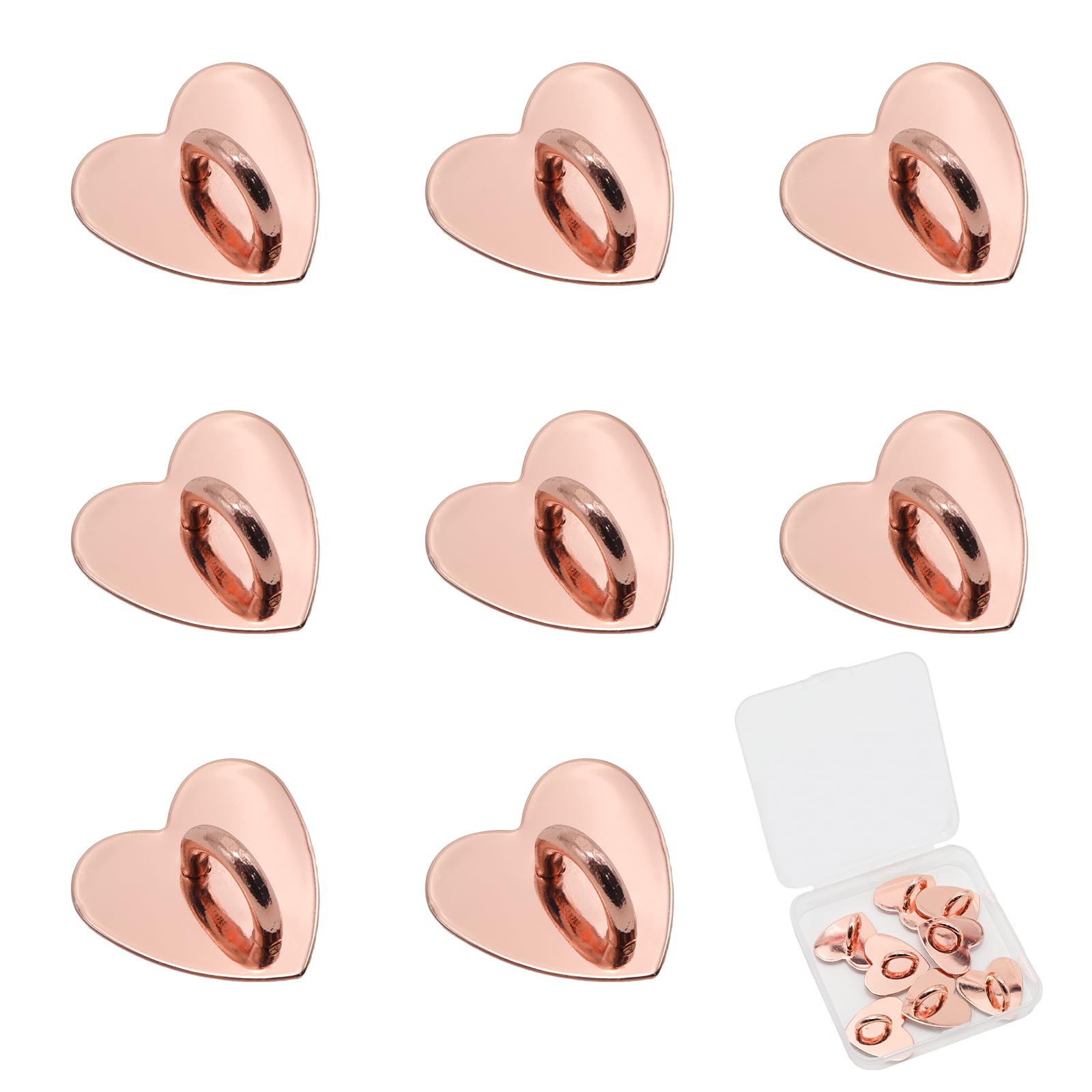 JAKOUE 8 Pcs Round Cell Phone Grip Finger Ring Charm Hooks,Rose Gold Metal Adhesive Finger Grip Loops for DIY Cases, Tablets & Keychains