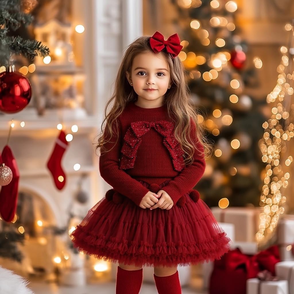 Christmas jumper cardigan/little girls' sweaters-tutu skirt-fall/winter outfit for toddler