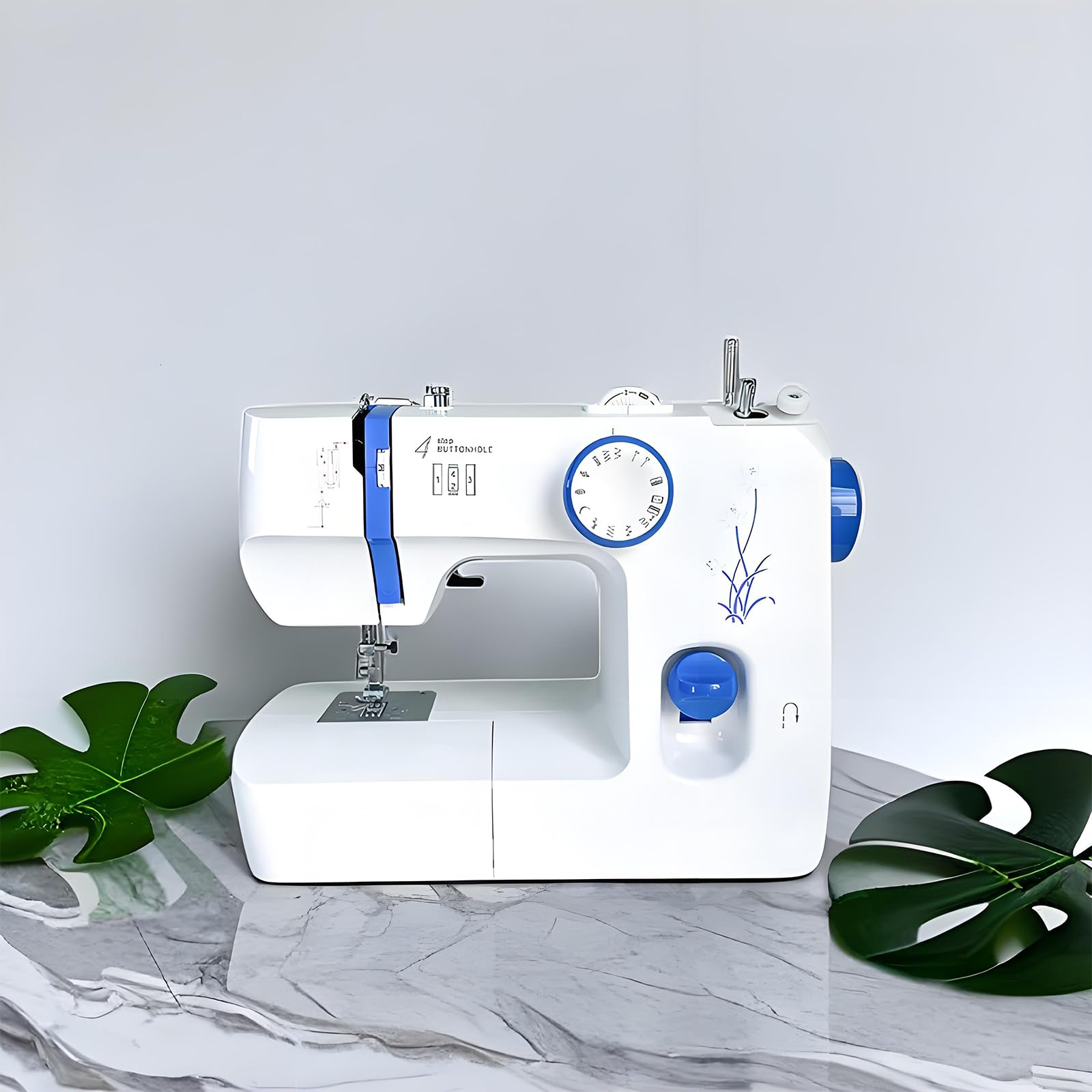 Macchina da cucire con 12 schemi di punto, macchina da cucire elettrica portatile con punto inverso, perfetta per abbigliamento, federe e progetti domestici