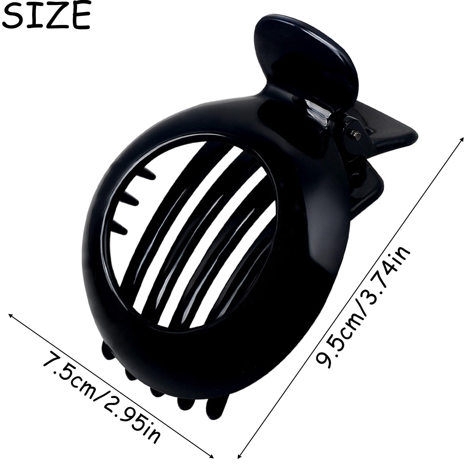 4Pcs Black Round Flat Hair Claw Non Slip Claw Clips - Strong Hold Small Hair Clips for Women & Girls - All Hair Types - Image 3
