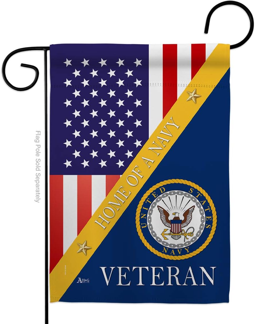 Navy Home of Burlap Garden Flag Armed Forces USN Seabee United State American Military Veteran Retire Official Small Decorative Gift Yard House Banner Double-Sided Made In USA 13 X 18.5