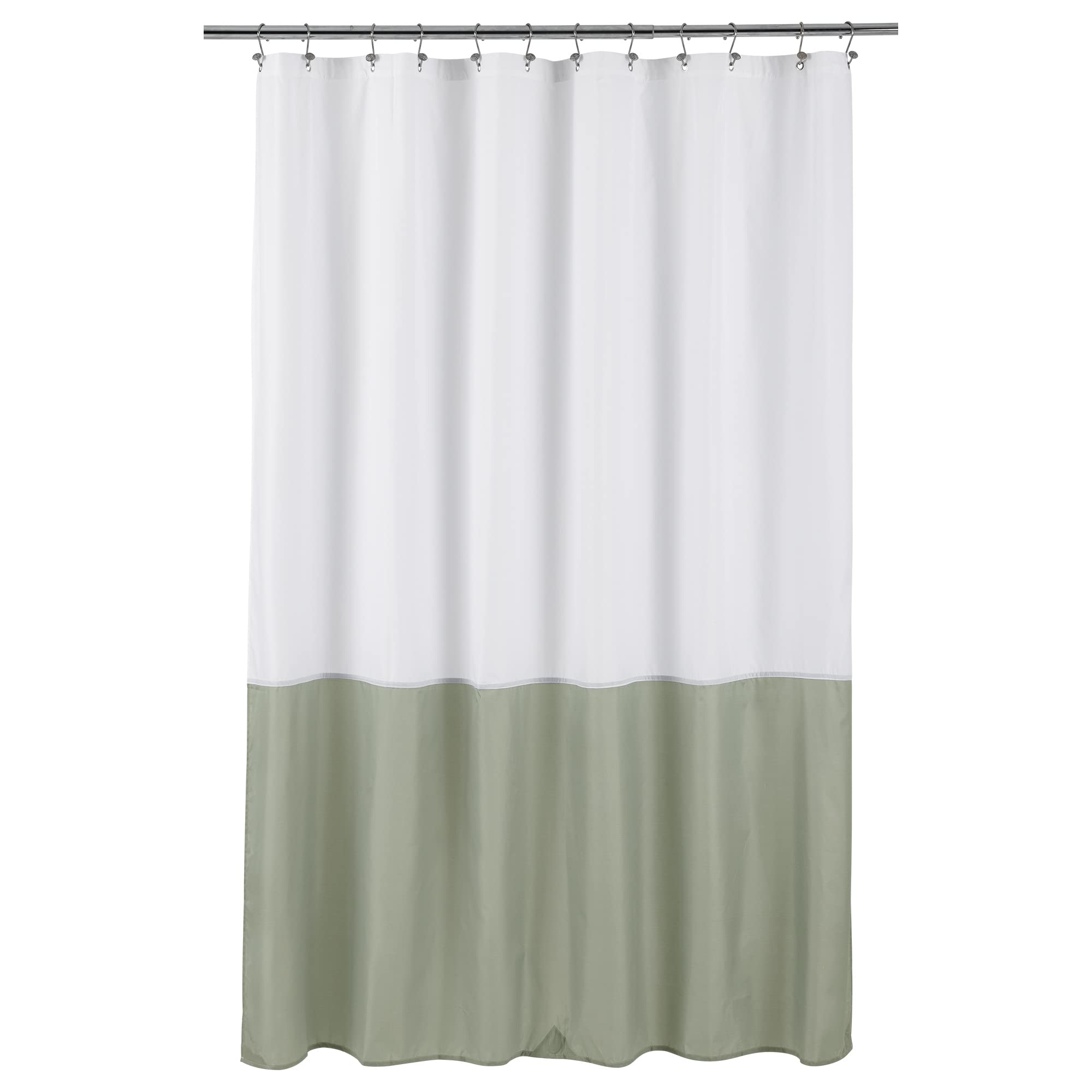 ALYVIA SPRING Waterproof Fabric Shower Curtain or Liner White/Sage, 72x72
