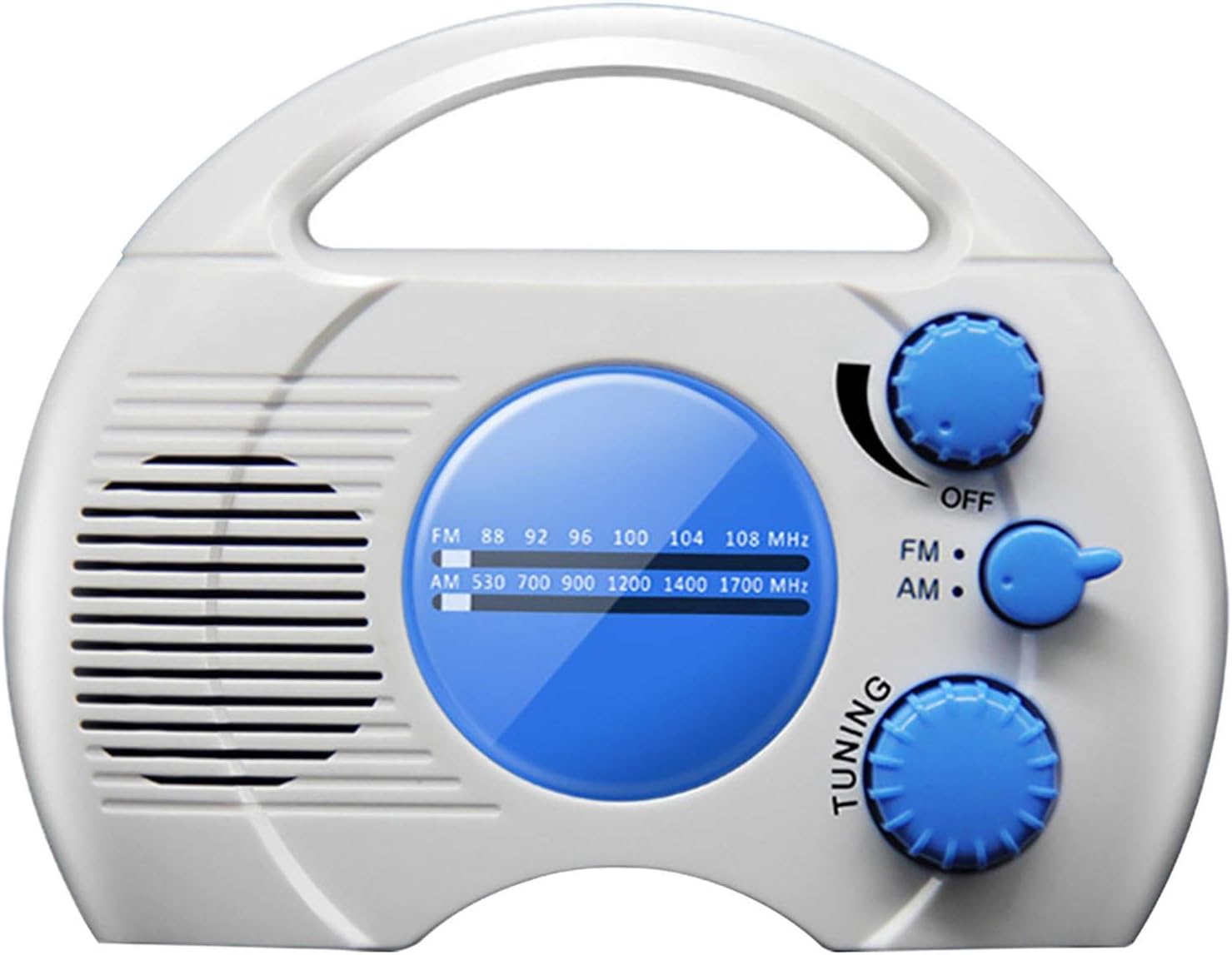 PXRJE Hanging Waterproof Shower Clock Radio AM FM Shower Radio Built in Speaker Audio High Definition for Bathroom Kitchen, Outdoor Use(Blue)