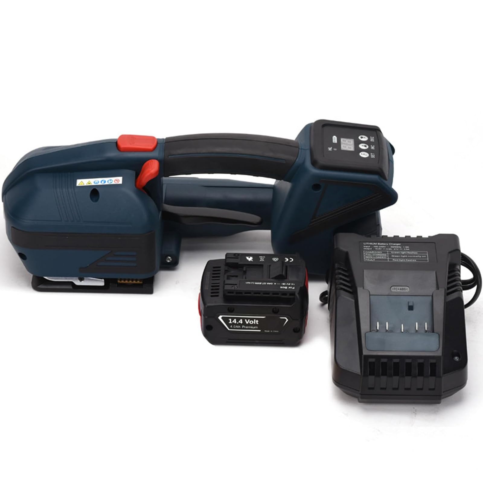 Cercleuse électrique, outil de cerclage automatique portatif, cercleuse thermofusible avec batterie 4000mha, outil de cerclage portable avec écran LCD, for sangles PP/PET de 1/2 à 5/8 pouces de large