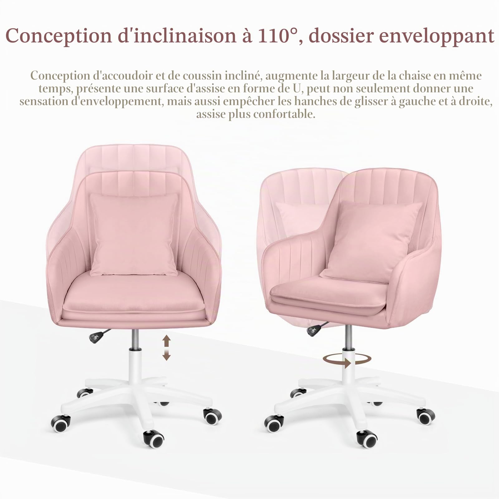 Chaise de Bureau Mignonne - Chaise de Travail réglable, Moderne et Confortable, pivotante à 360°, Dossier Moyen, adaptée au Bureau à Domicile et au Salon