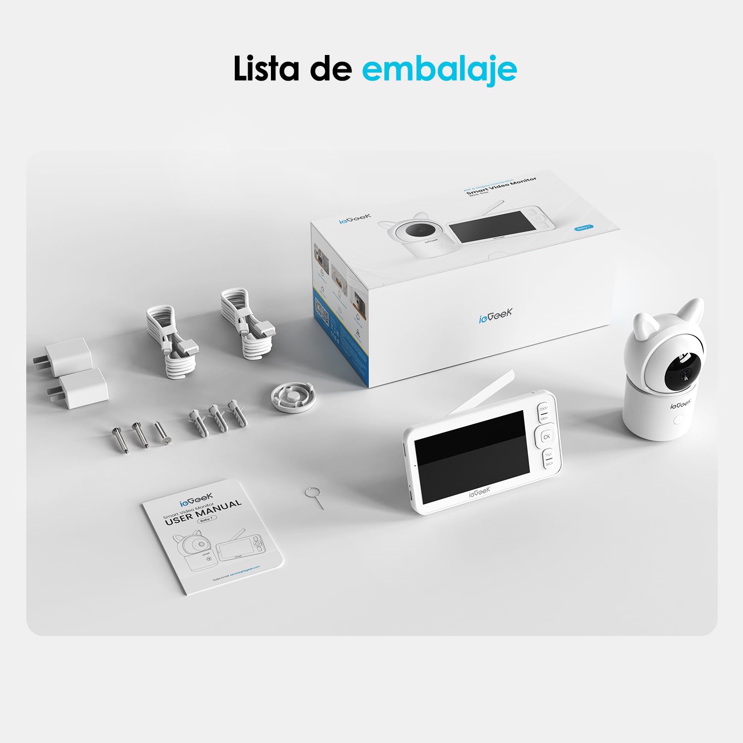 ieGeek Cámara Vigilancia Bebés 1080P con Pantalla 5", Baby Monitor con Vista 360° PTZ, Vigilabebés con App Móvil, Detección Movimiento y Llanto, Audio Bidireccional, Visión Nocturna