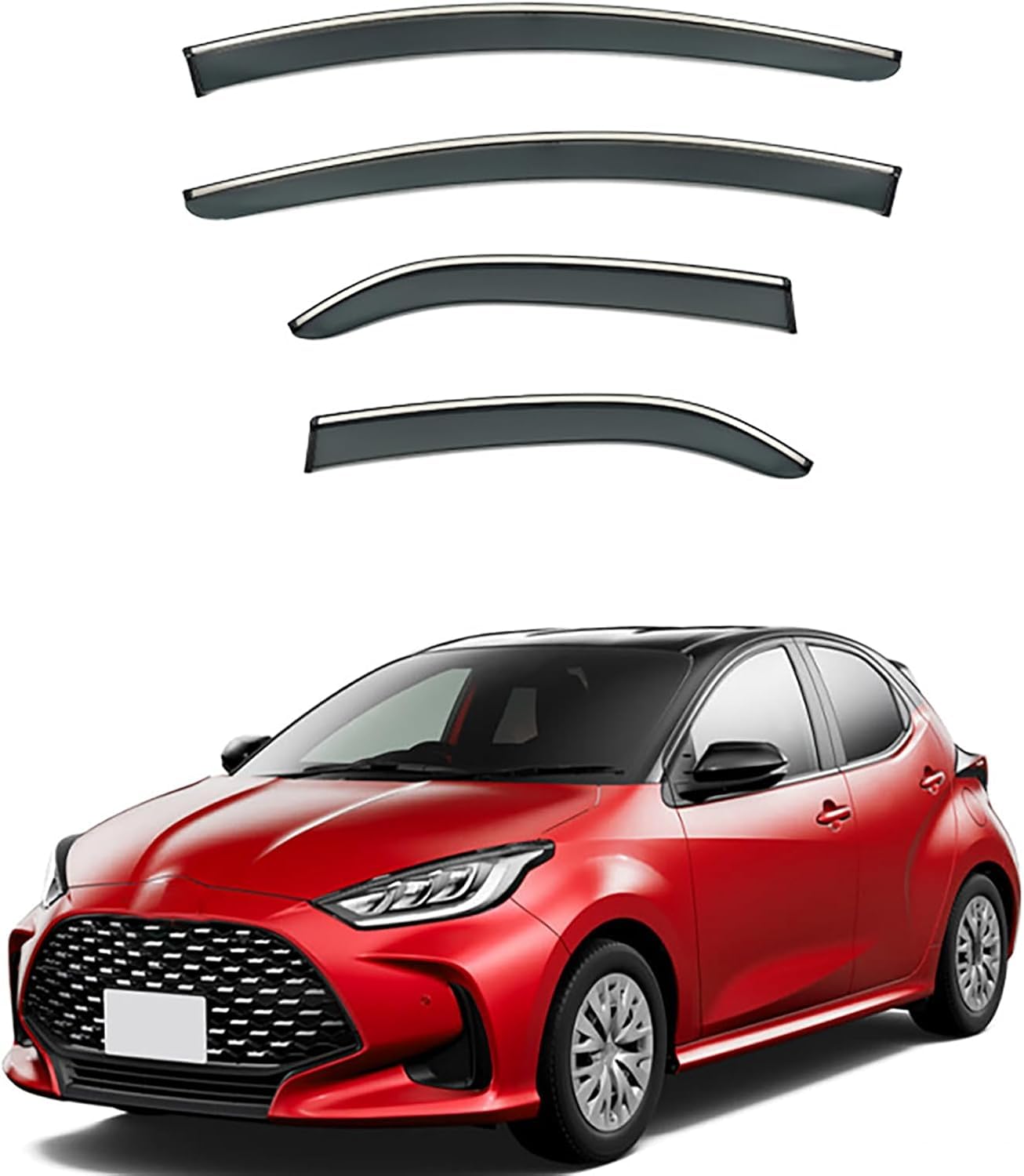 FengXH Window Deflectors for Toyota Yaris Hatchback MK4-XP210 2020++ - 4pc Smoke Tint, Waterproof, Noise Reducing.