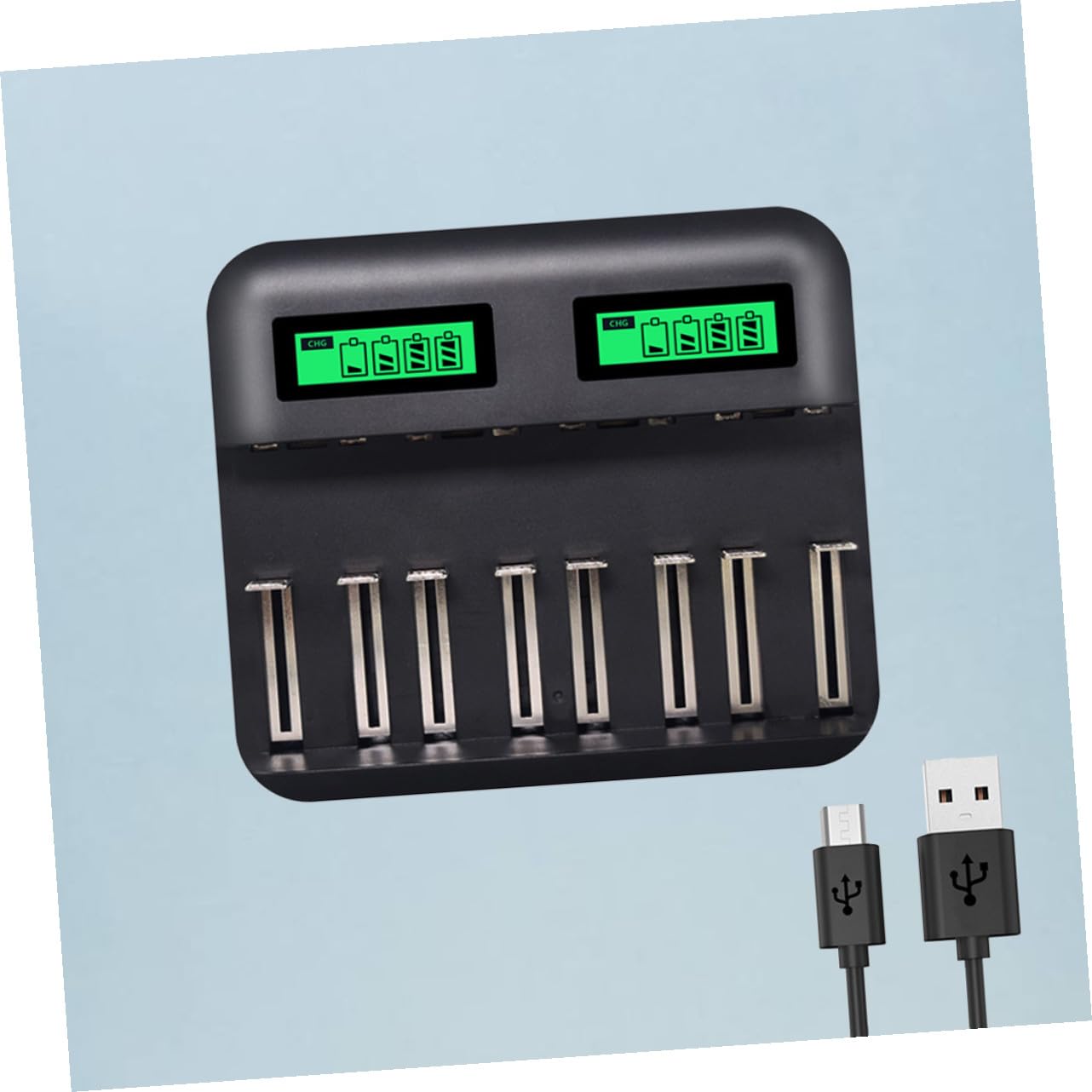 Chargeur de Batterie Intelligent à 8 Emplacements pour Piles AA AAA