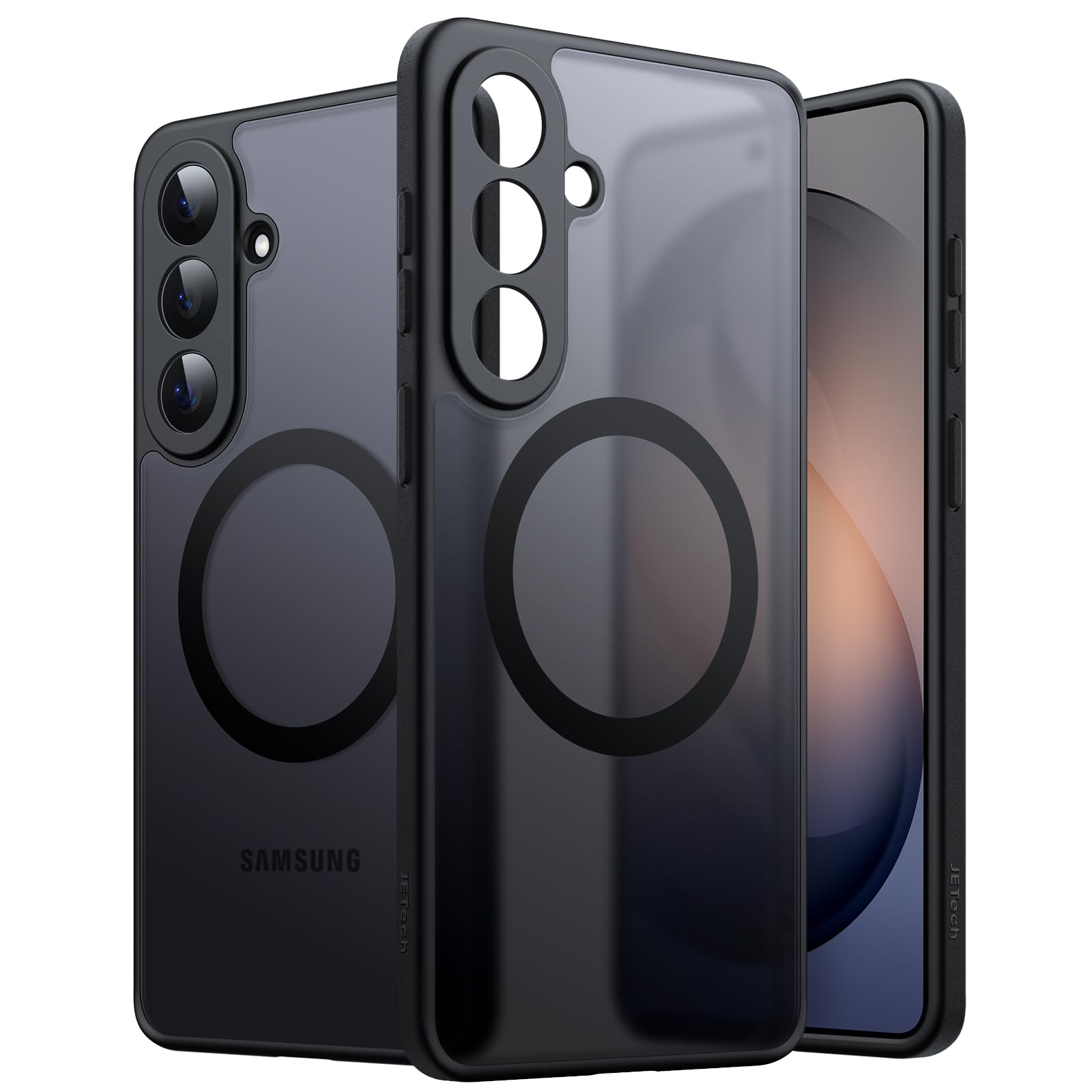 JETech Cover Magnetica per Samsung Galaxy S26 Plus, Compatibile con MagSafe, Protezione Completa dell'Obiettivo della Fotocamera, Custodia Antiurto con Retro Opaco Traslucido (Nero)